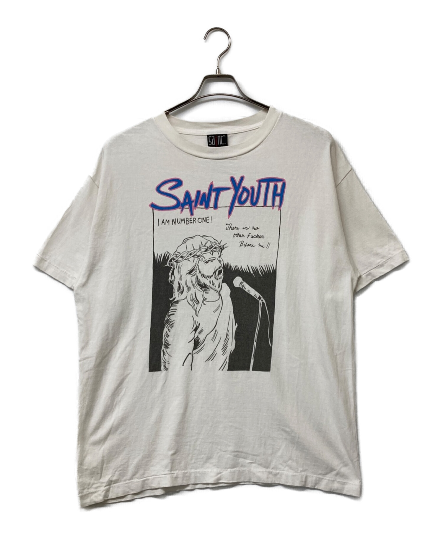 SAINT MICHAEL (セントマイケル) 22AW SAINT YOUTH ヴィンテージ加工プリントTシャツ ホワイト サイズ:XL