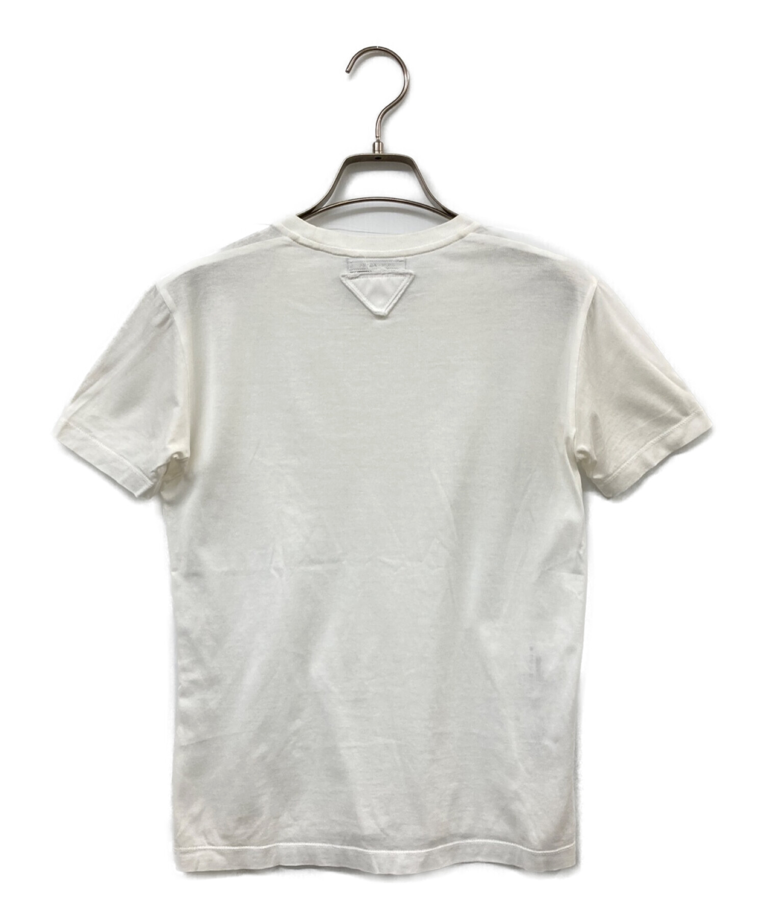 PRADA (プラダ) プレートモチーフ装飾Tシャツ ネイビー サイズ:XS