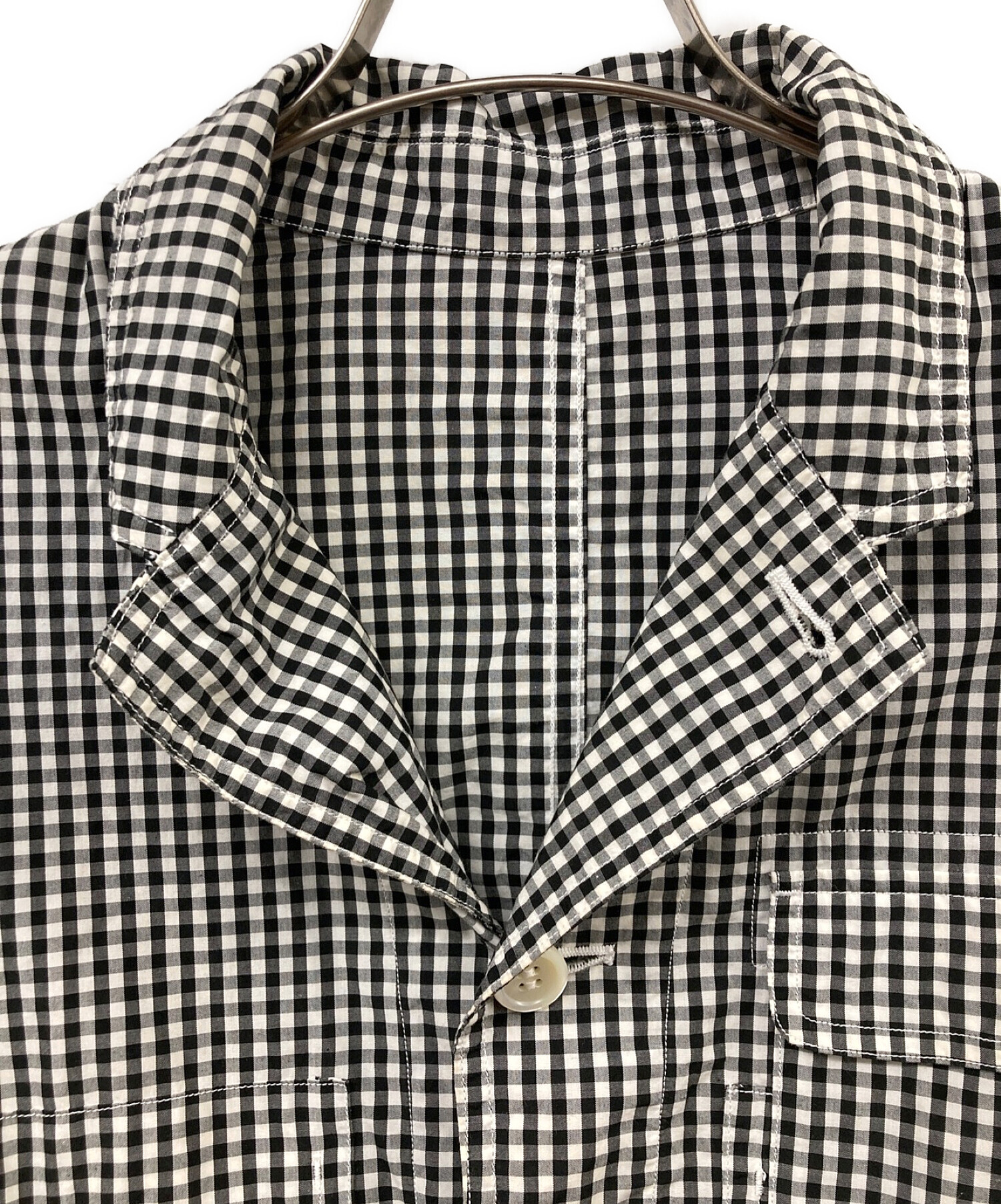 GANRYU (ガンリュウ) チェックシャツジャケット ホワイト×ブラック サイズ:Ｌ