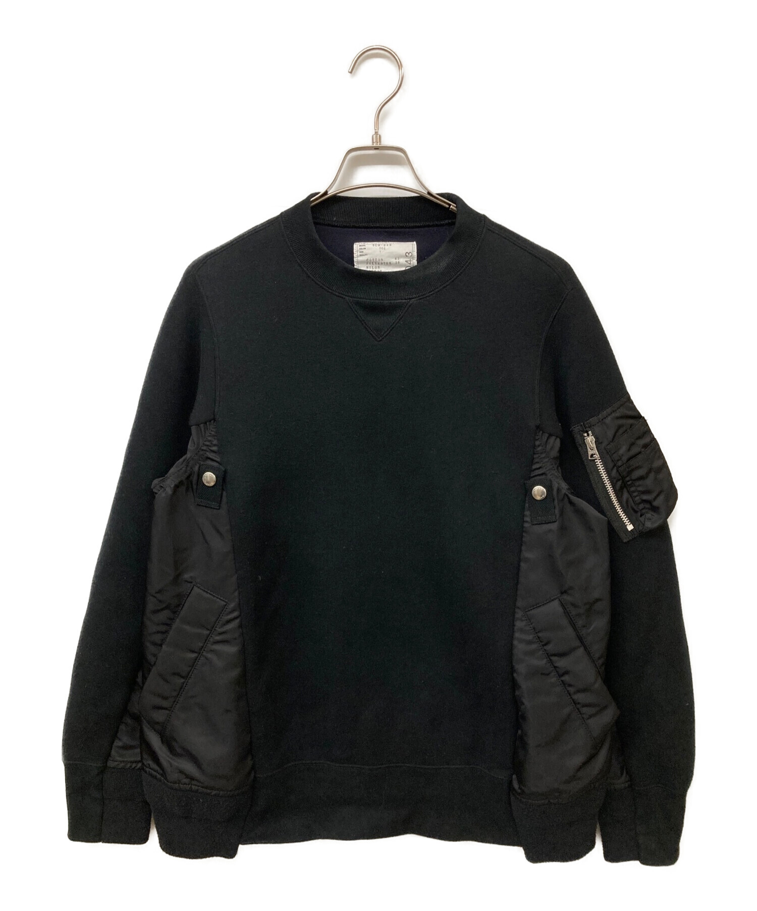 sacai (サカイ) Sponge Sweat X MA-1 Pullover ブラック サイズ:1