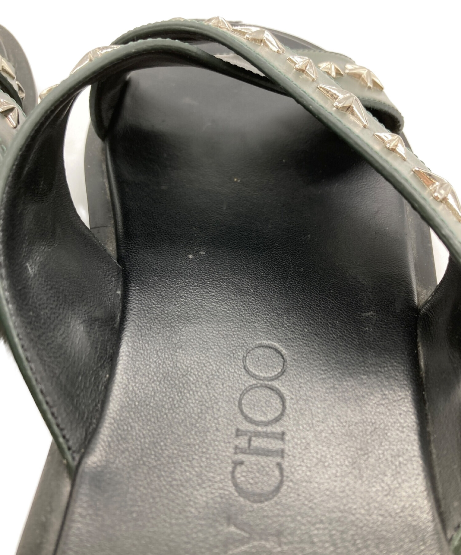 JIMMY CHOO サンダル/43/BLK/レザー/クロススト...+apple-en.jp