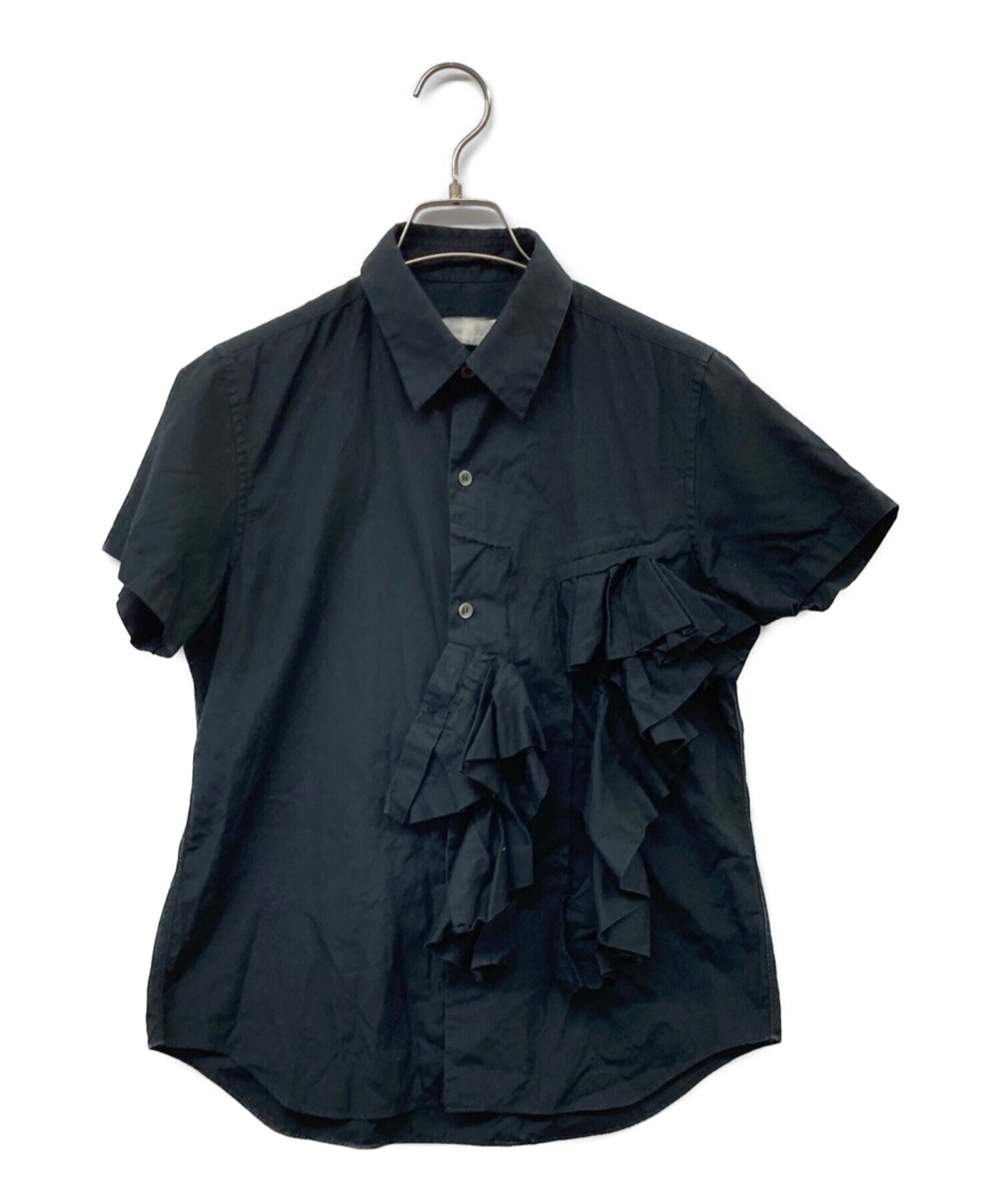 ❐商品説明❐コムデギャルソン フリルテープ袖装飾 シースルーシャツ 丸襟  黒 S