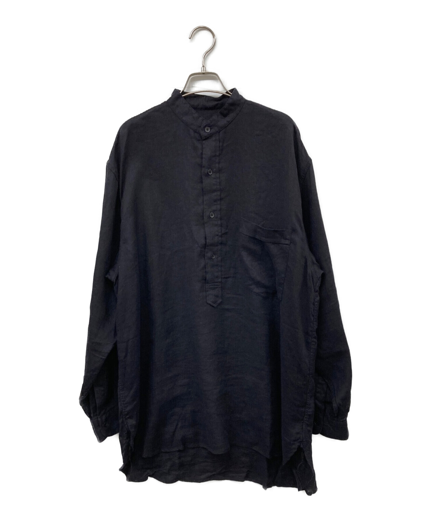 COMOLI (コモリ) リネンツイル プルオーバーシャツ ネイビー サイズ:34