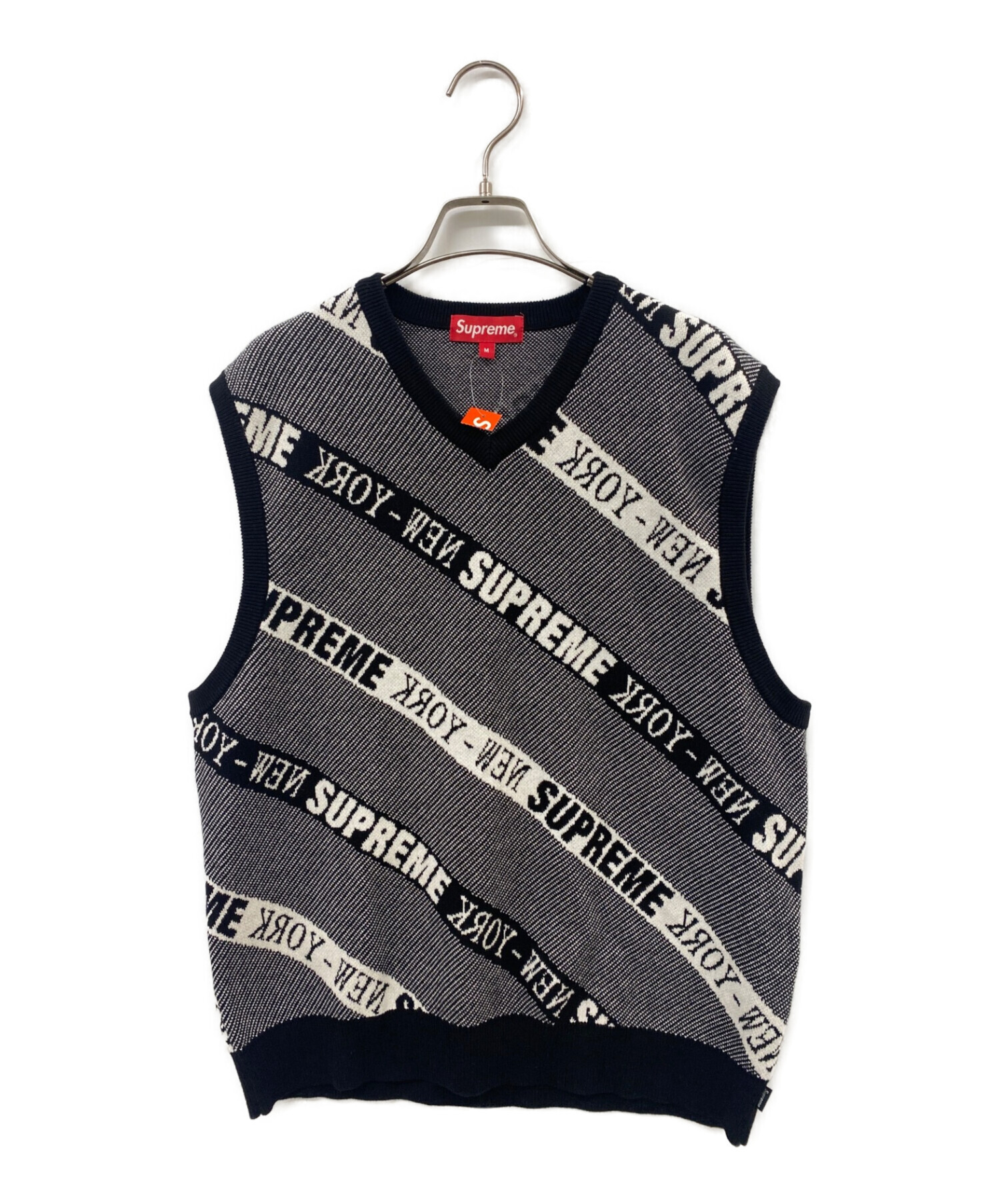 Supreme (シュプリーム) 22SS Stripe Sweater Vest ニットベスト ブラック サイズ:M