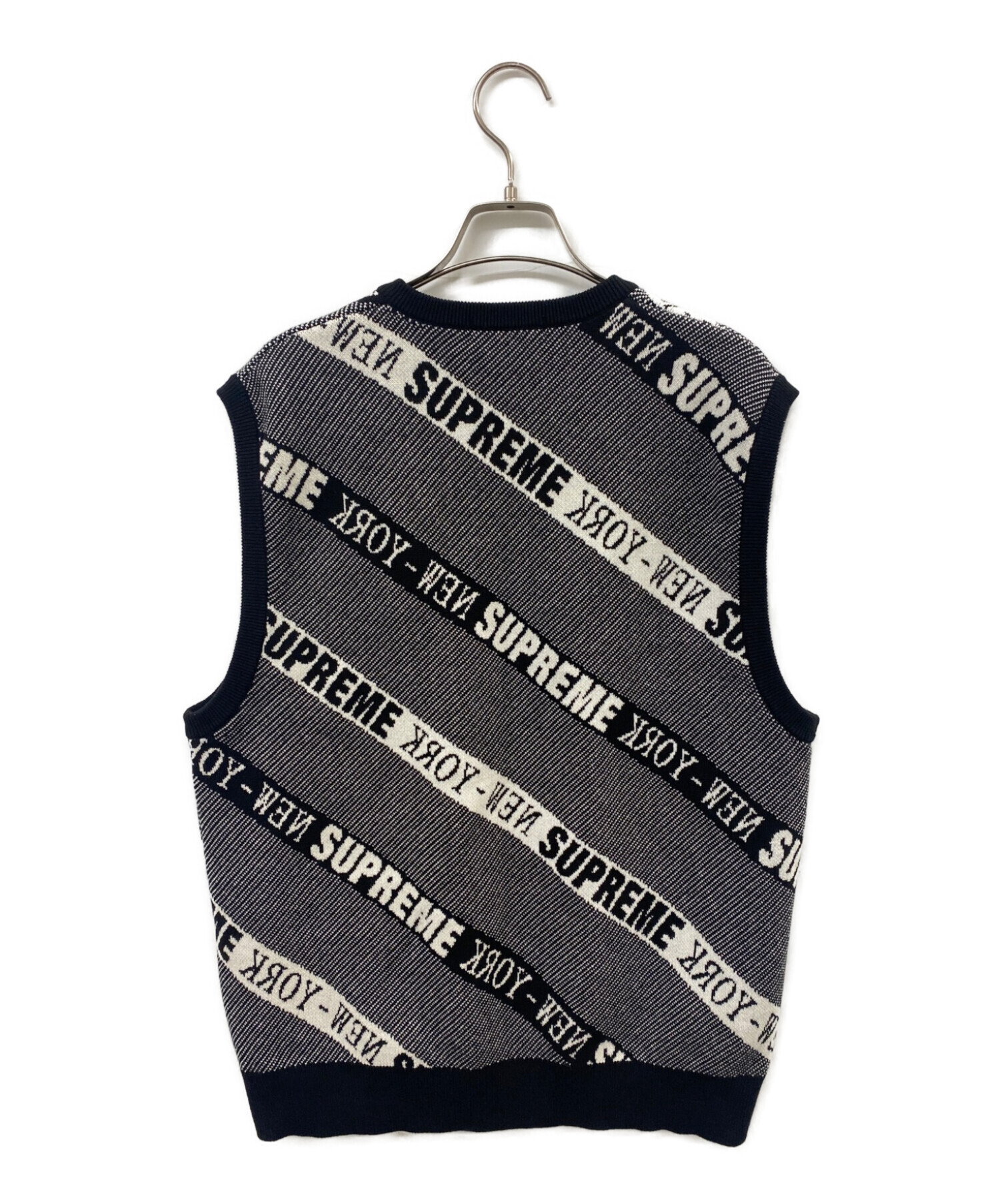 Supreme (シュプリーム) 22SS Stripe Sweater Vest ニットベスト ブラック サイズ:M