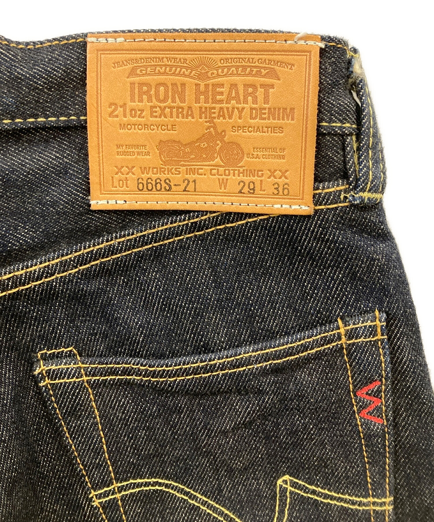 IRON HEART (アイアンハート) 21ozセルビッチデニムスリムストレート インディゴ サイズ:W29