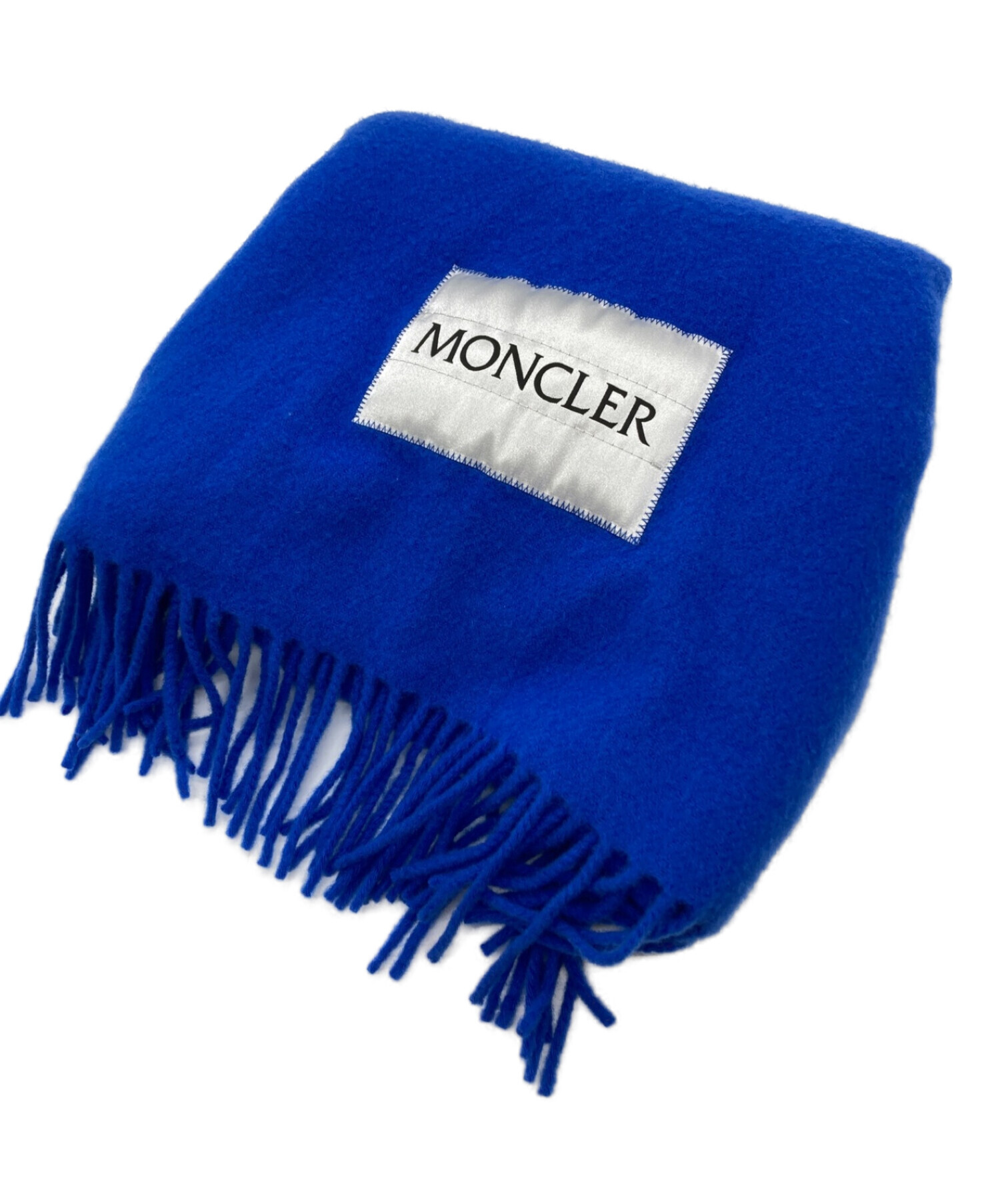 MONCLER (モンクレール) ロゴウールマフラー ブルー
