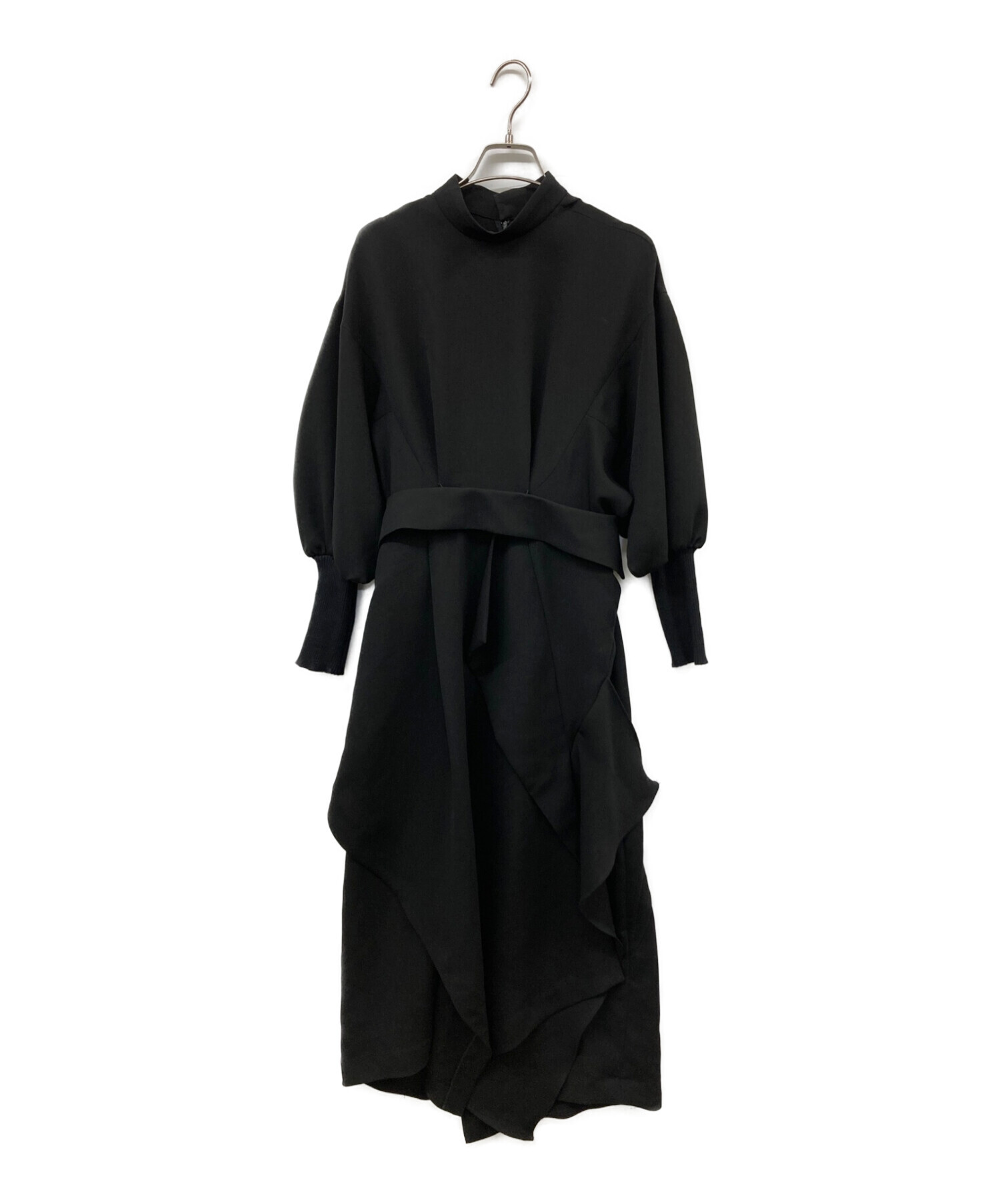 ENFOLD (エンフォルド) PEジョーゼットデザインドレス ワンピース ブラック サイズ:36