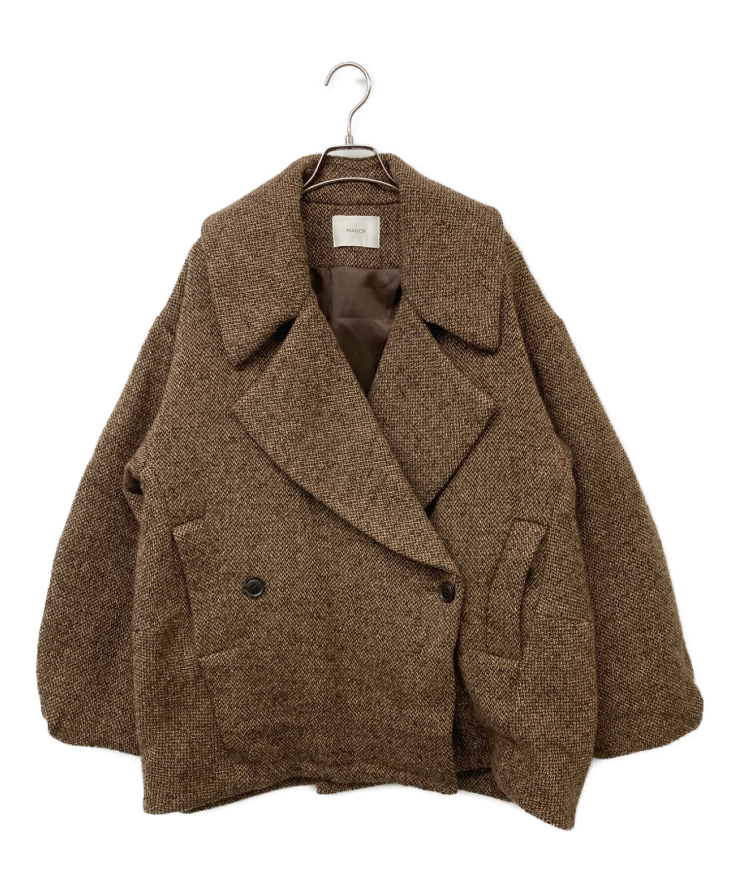 中古・古着通販】MANOF (マノフ) COCOON LINE SHORT COAT ブラウン