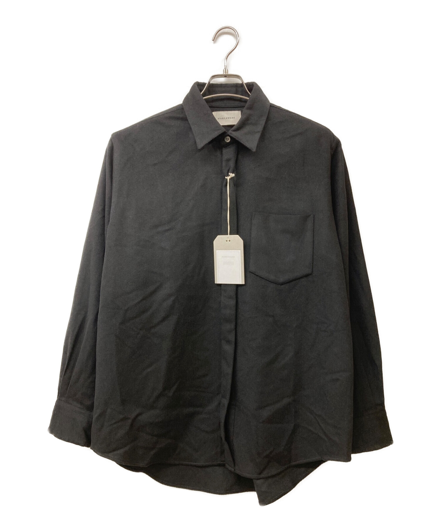 MARKAWARE (マーカウェア) CASHMERE FLY FRONT SHIRT カシミヤシャツ ブラック サイズ:2 未使用品