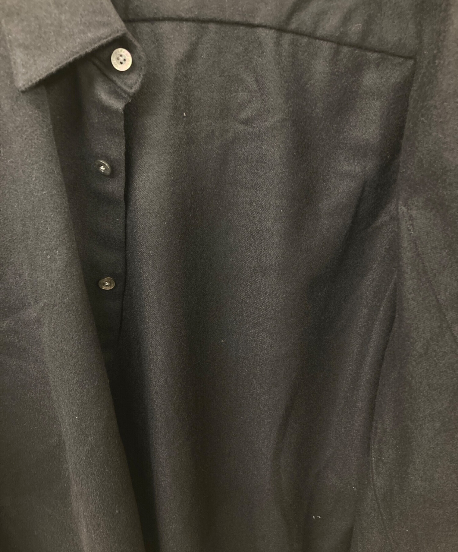 MARKAWARE (マーカウェア) CASHMERE FLY FRONT SHIRT カシミヤシャツ ブラック サイズ:2 未使用品