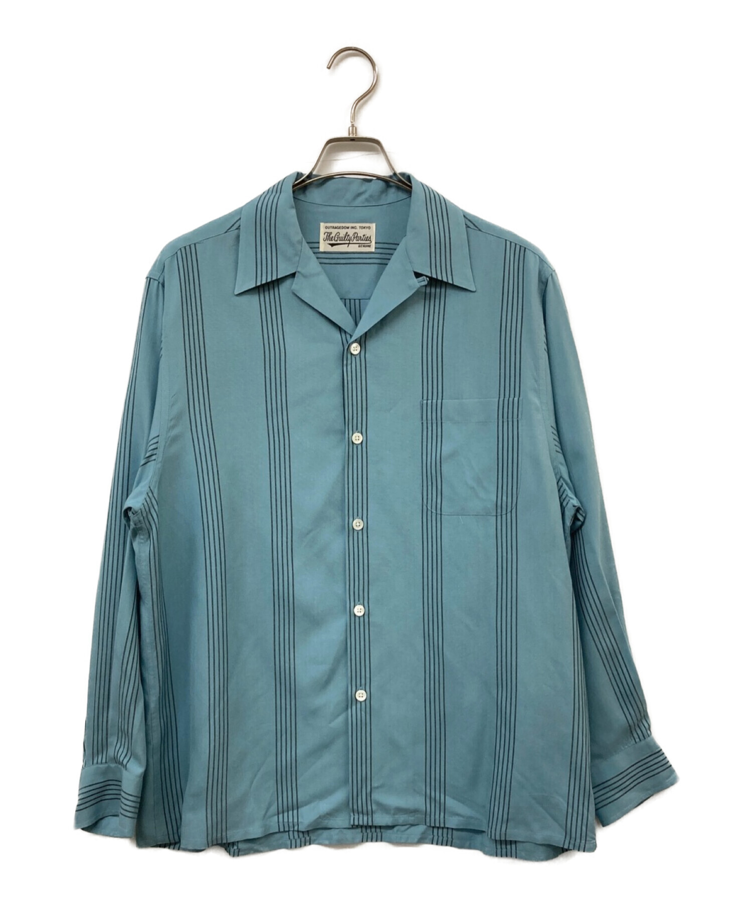 WACKO MARIA (ワコマリア) 23AW striped open collar shirt オープンカラーシャツ ブルー サイズ:M