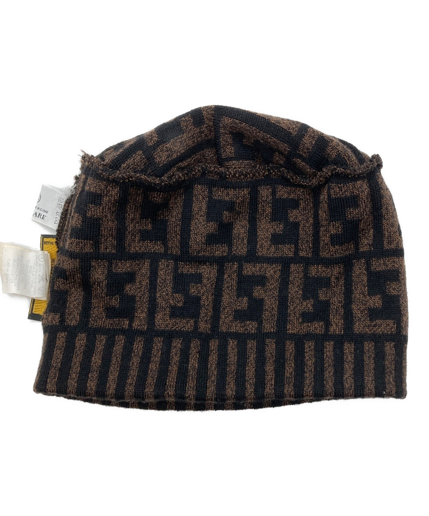 【中古・古着通販】FENDI (フェンディ) ズッカ柄ニット帽 ブラック