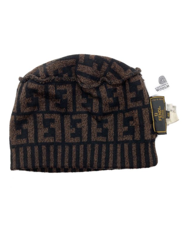 中古・古着通販】FENDI (フェンディ) ズッカ柄ニット帽 ブラック