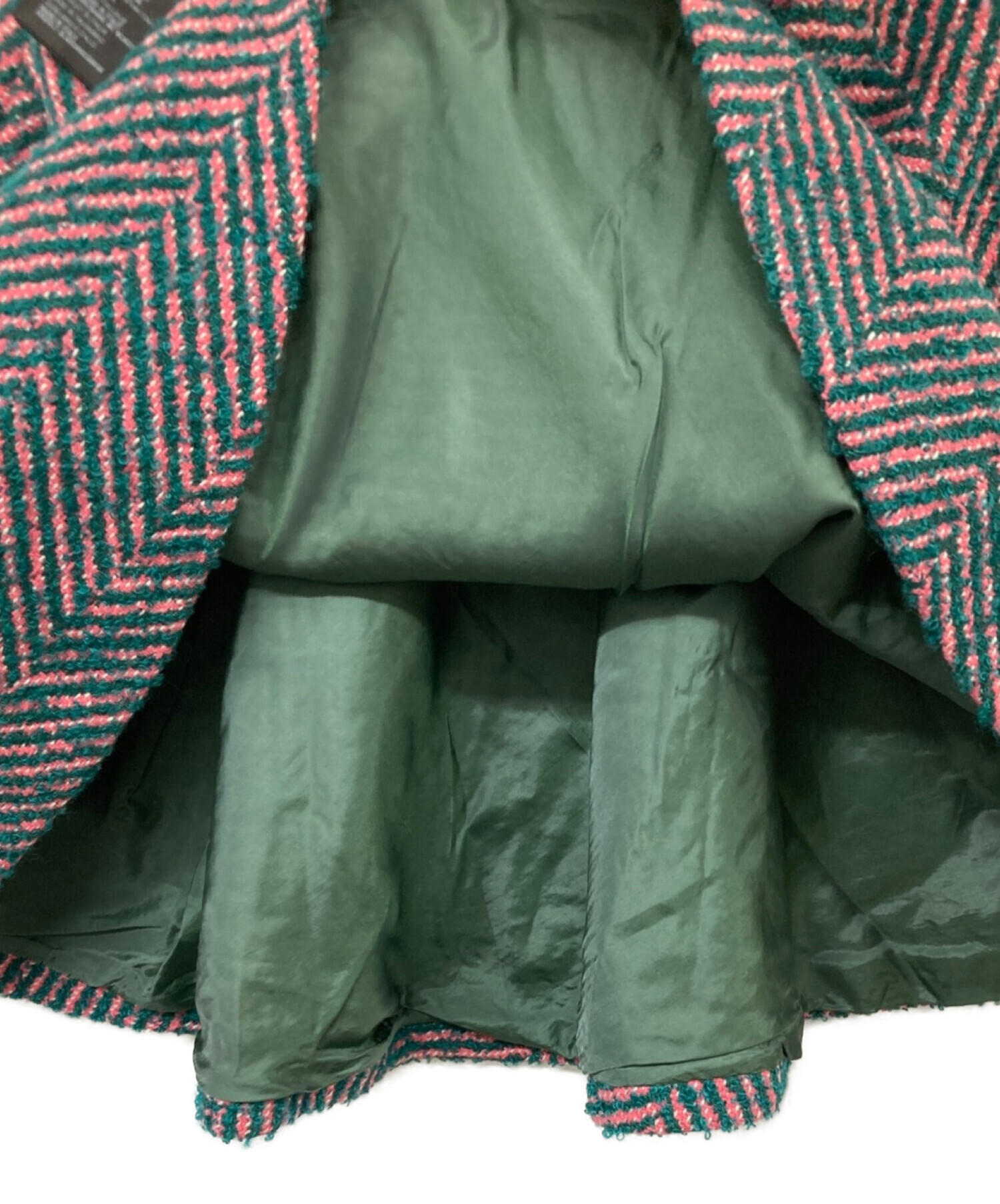 PRADA (プラダ) ツイードフレアスカート グリーン サイズ:40