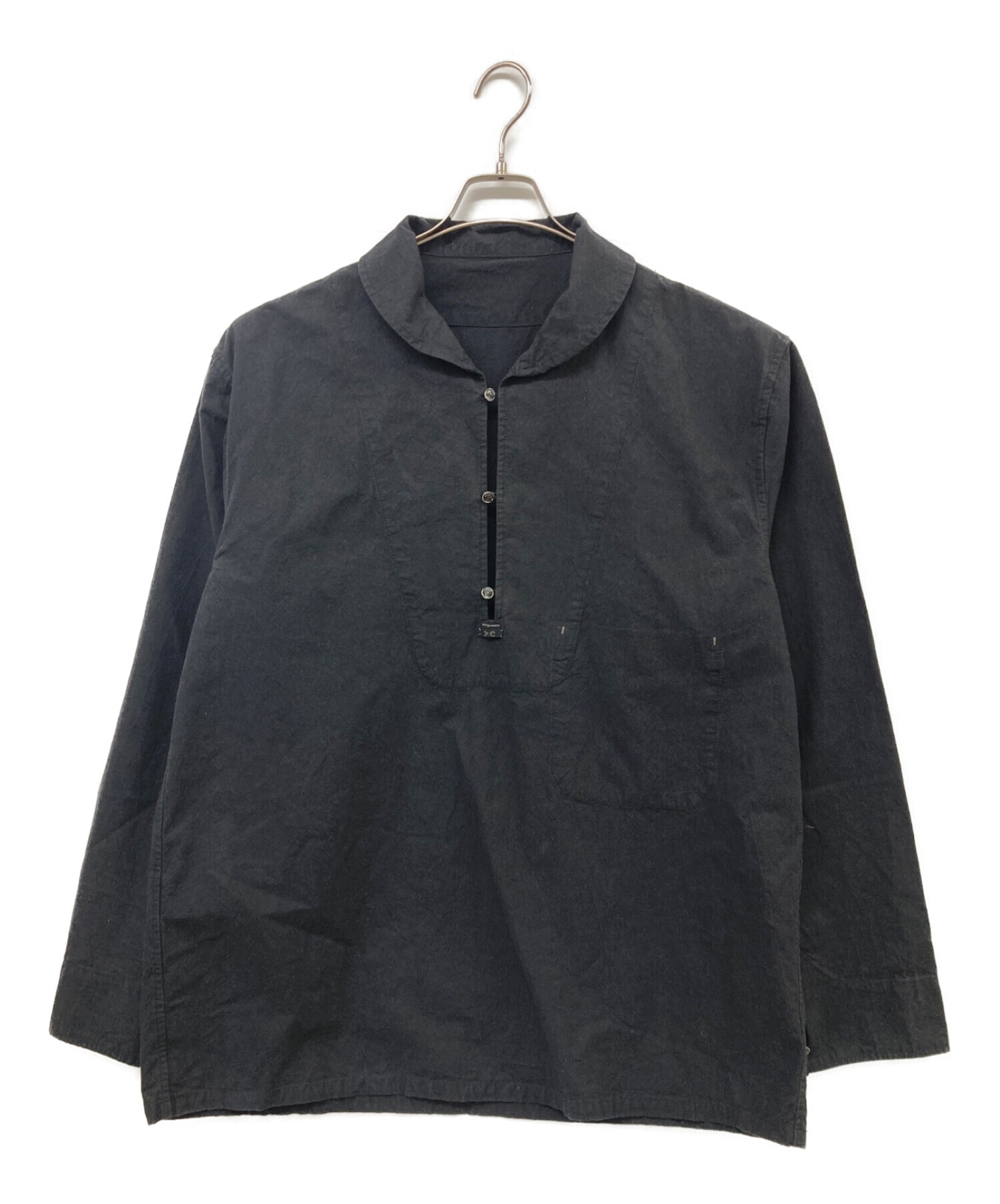 Porter Classic (ポータークラシック) スタンドカラー ロングスモックシャツ ブラック サイズ:ＸＬ