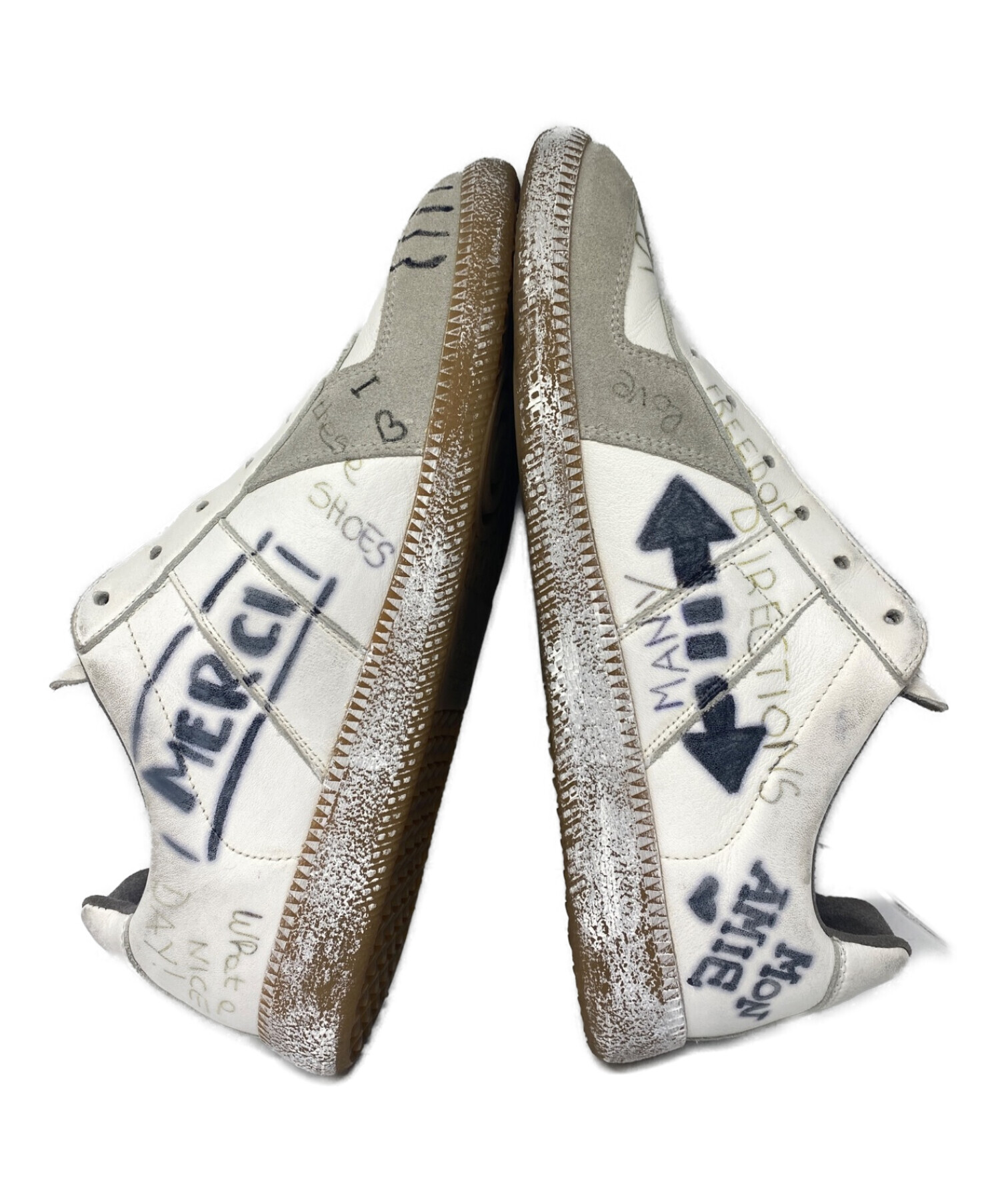 中古・古着通販】Maison Margiela (メゾンマルジェラ) GRAFFITI LEATHER SNEAKER 落書きジャーマントレーナー  スリッポンモデル ホワイト サイズ:40｜ブランド・古着通販 トレファク公式【TREFAC FASHION】スマホサイト