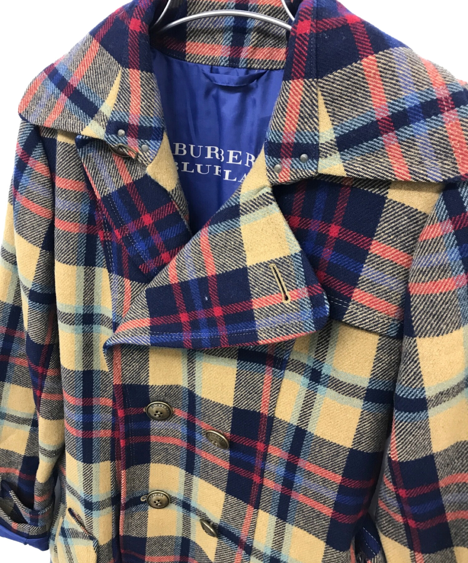 中古・古着通販】BURBERRY BLUE LABEL (バーバリーブルーレーベル) チェックウールトレンチコート マルチカラー  サイズ:38｜ブランド・古着通販 トレファク公式【TREFAC FASHION】スマホサイト