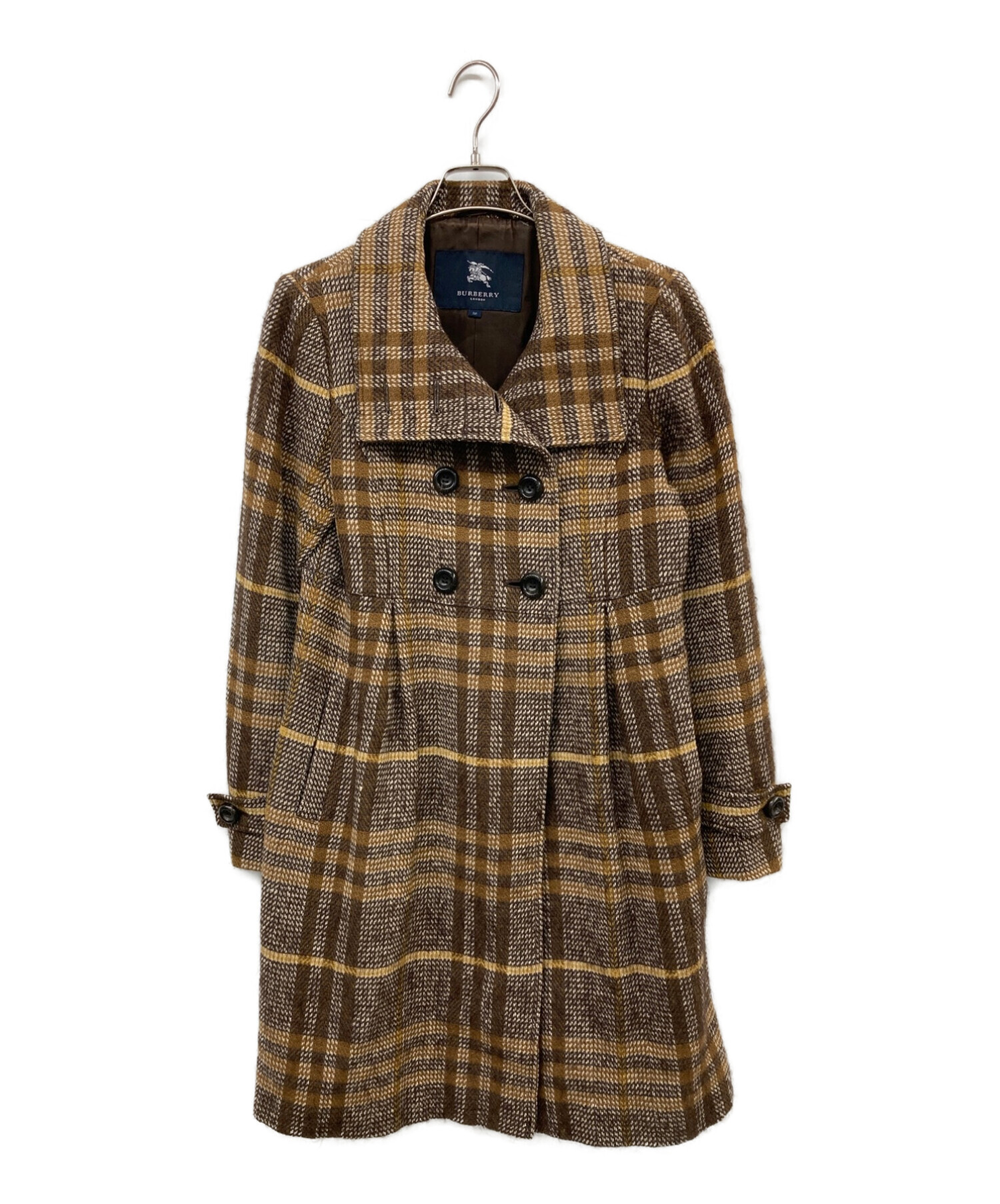 中古・古着通販】BURBERRY LONDON (バーバリー ロンドン) モヘヤシルク混チェックコート ブラウン サイズ:38｜ブランド・古着通販  トレファク公式【TREFAC FASHION】スマホサイト