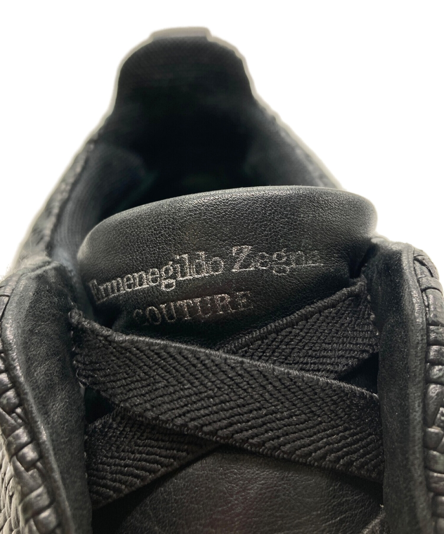 ERMENEGILDO ZEGNA (エルメネジルド・ゼニア) TRIPLE STITCH レザースニーカー ブラック サイズ:7