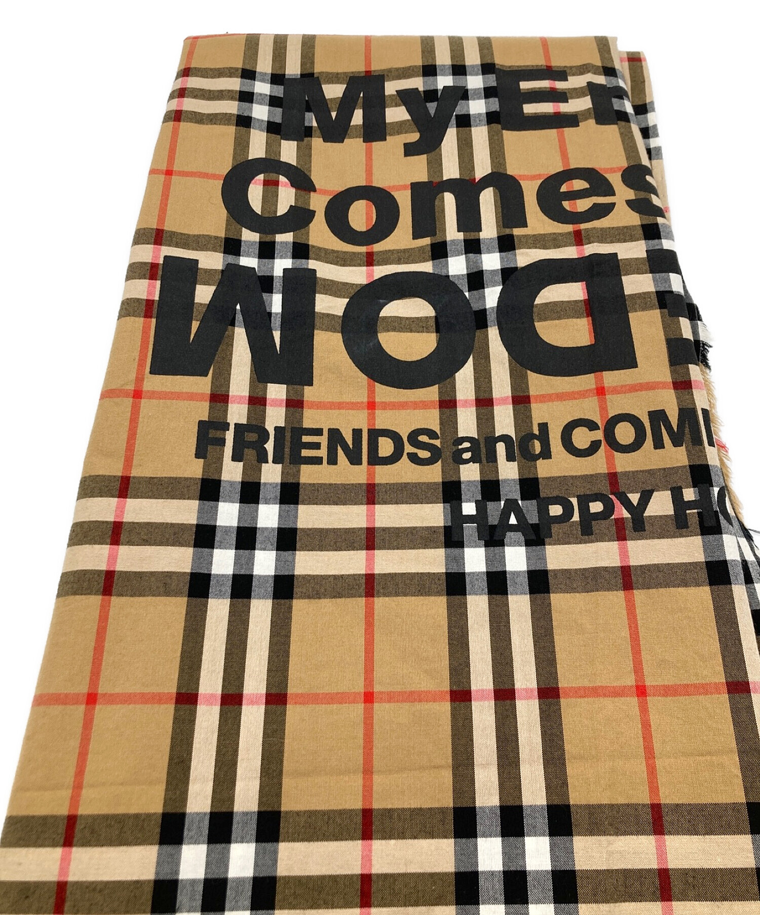 BURBERRY (バーバリー) COMME des GARCONS (コムデギャルソン) メッセージプリントノヴァチェックスカーフ ベージュ