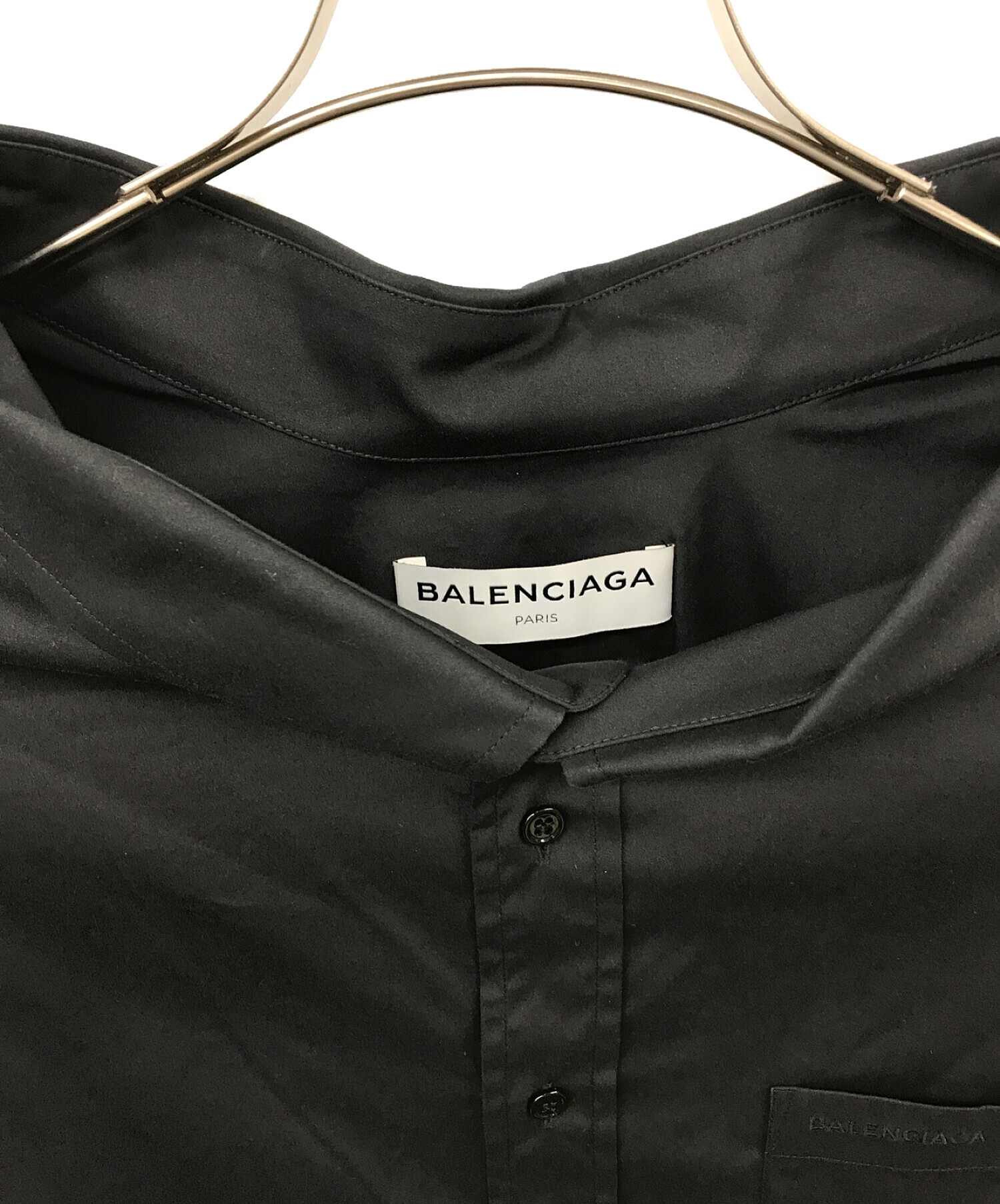 BALENCIAGA (バレンシアガ) スウィングカラーシャツ ブラック サイズ:38
