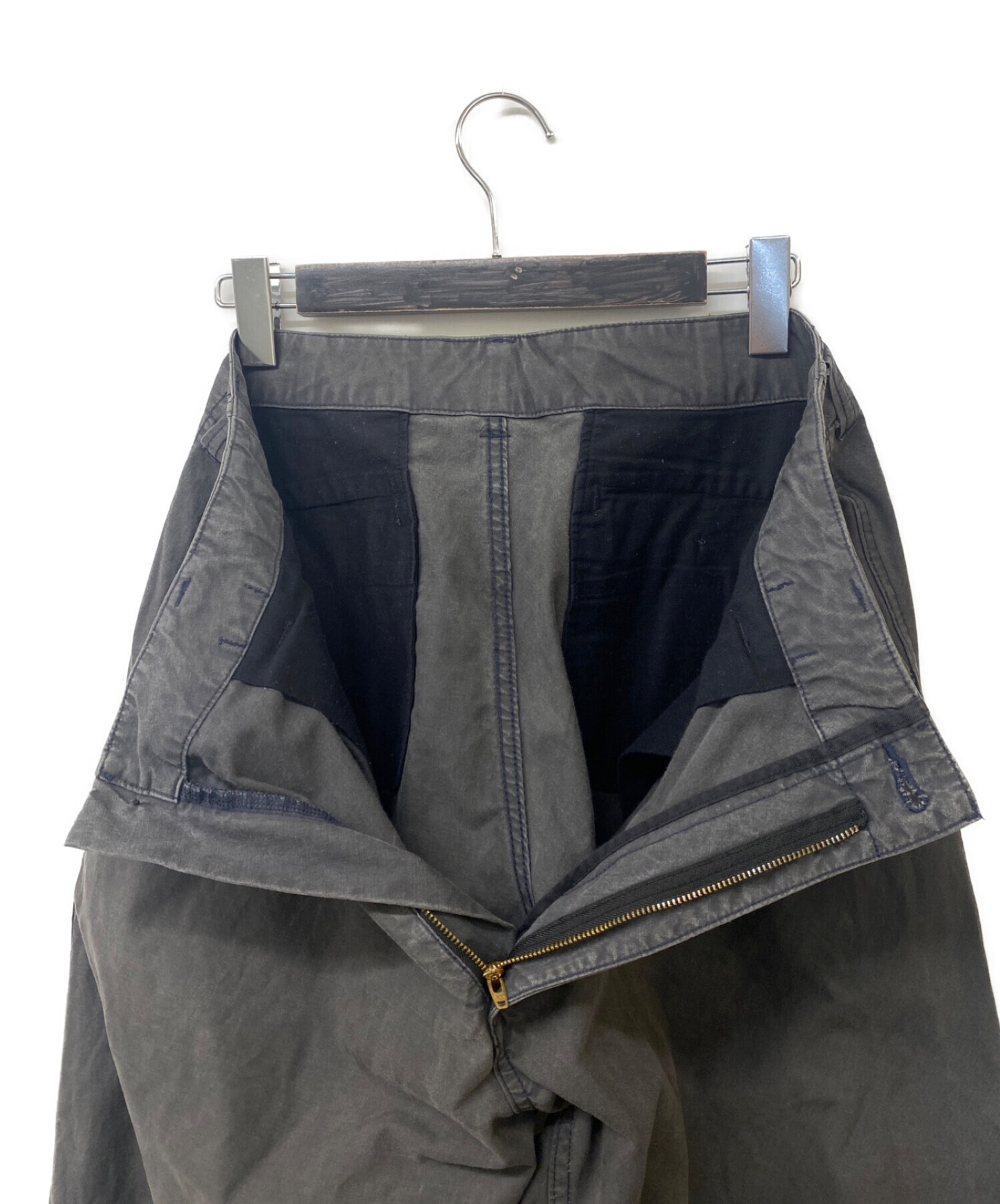 KUON (クオン) Military Tent CLOTH Wide Pants ミリタリーテントクロスワイドパンツ グレー サイズ:large
