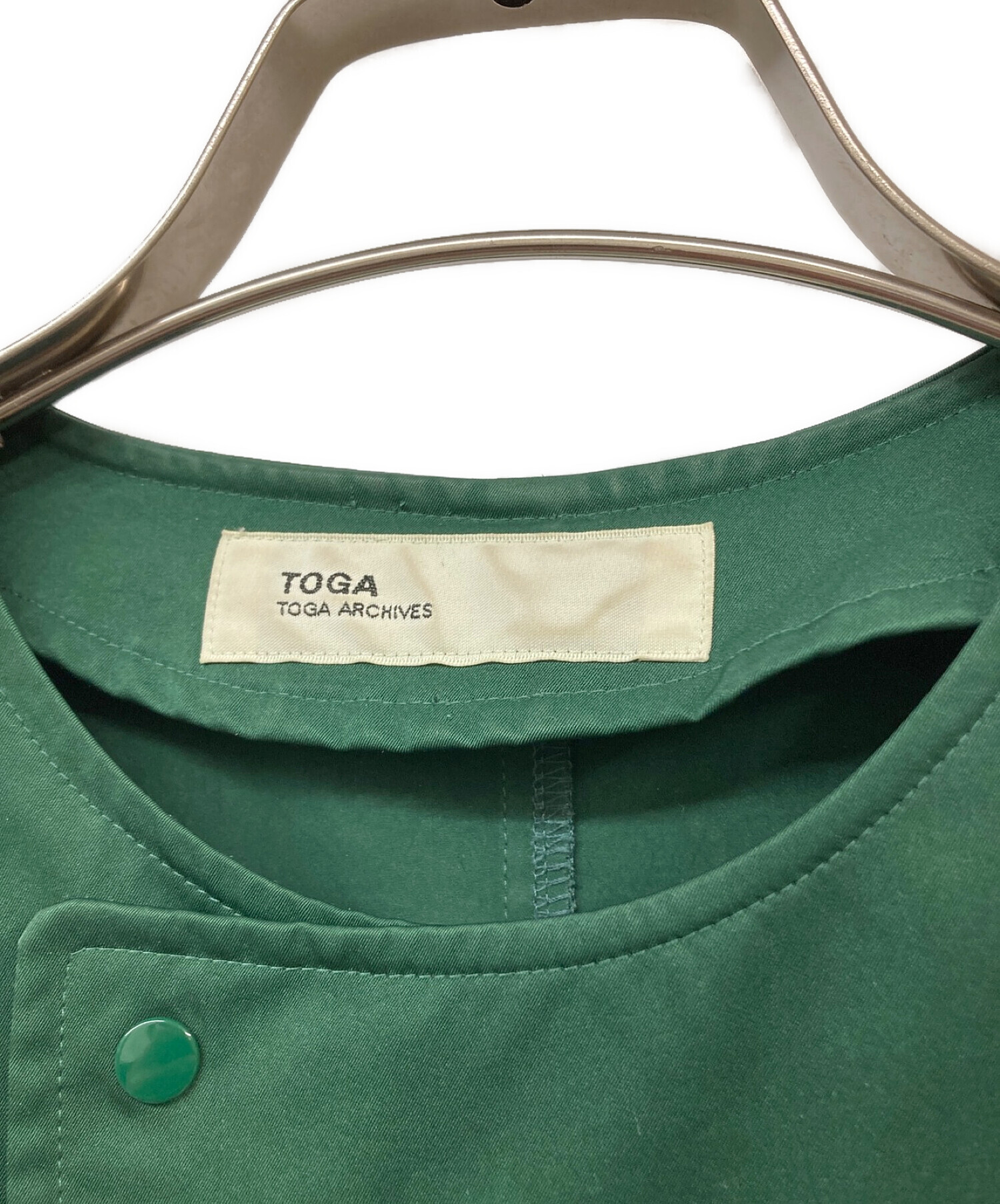 中古・古着通販】TOGA (トーガ) パフスリーブワンピース グリーン