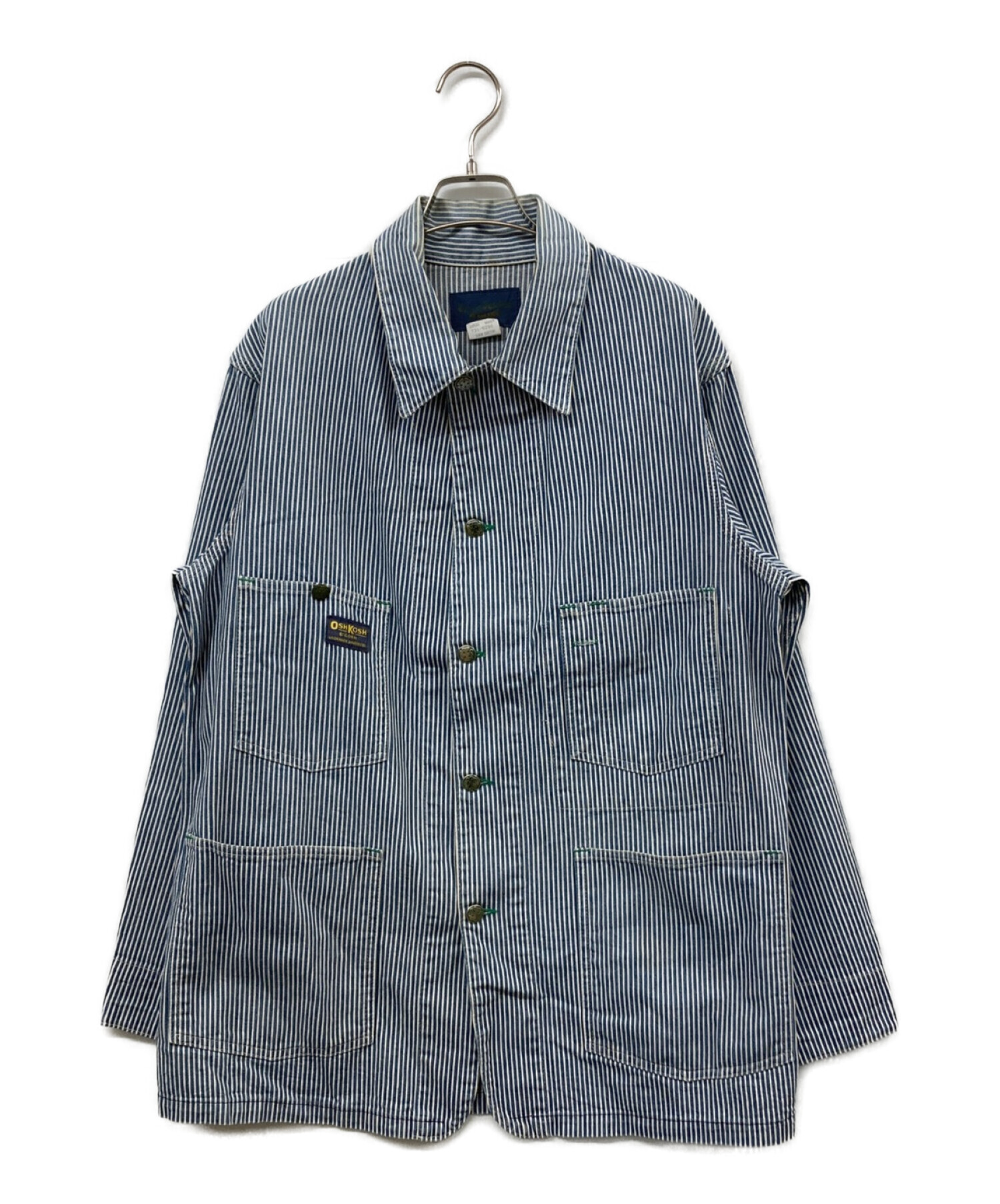 OSH KOSH B'gosh (オシュコシュ ビゴッシュ) 70~80年代 ヒッコリーカバーオール ブルー×ホワイト サイズ:40