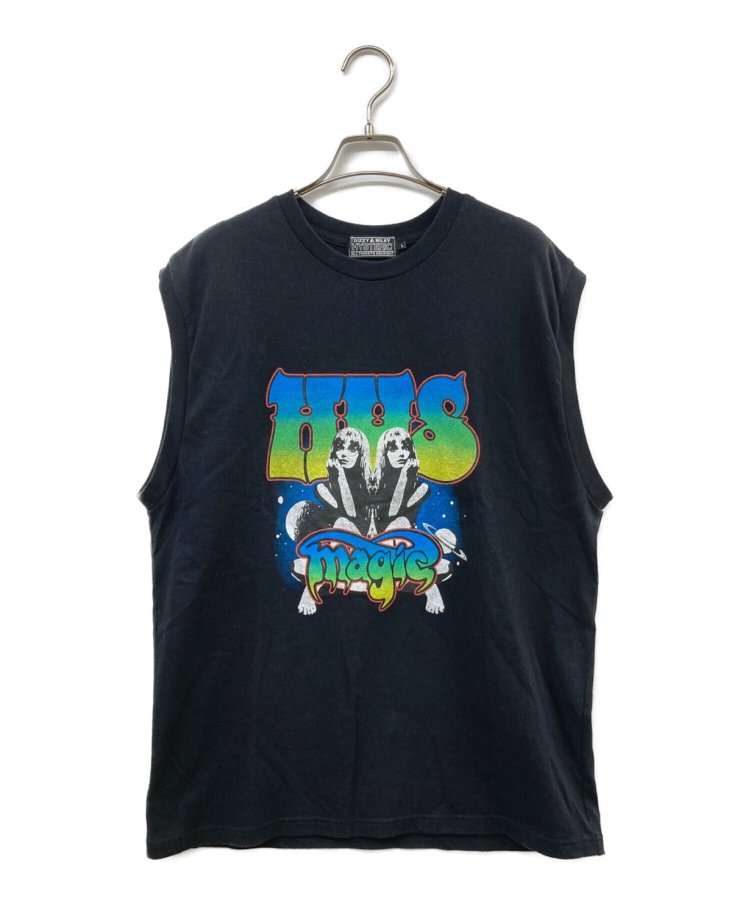 Hysteric Glamour (ヒステリックグラマー) 23SS MAJOR WORLD TOURノースリーブTシャツ ブラック サイズ:Ｌ