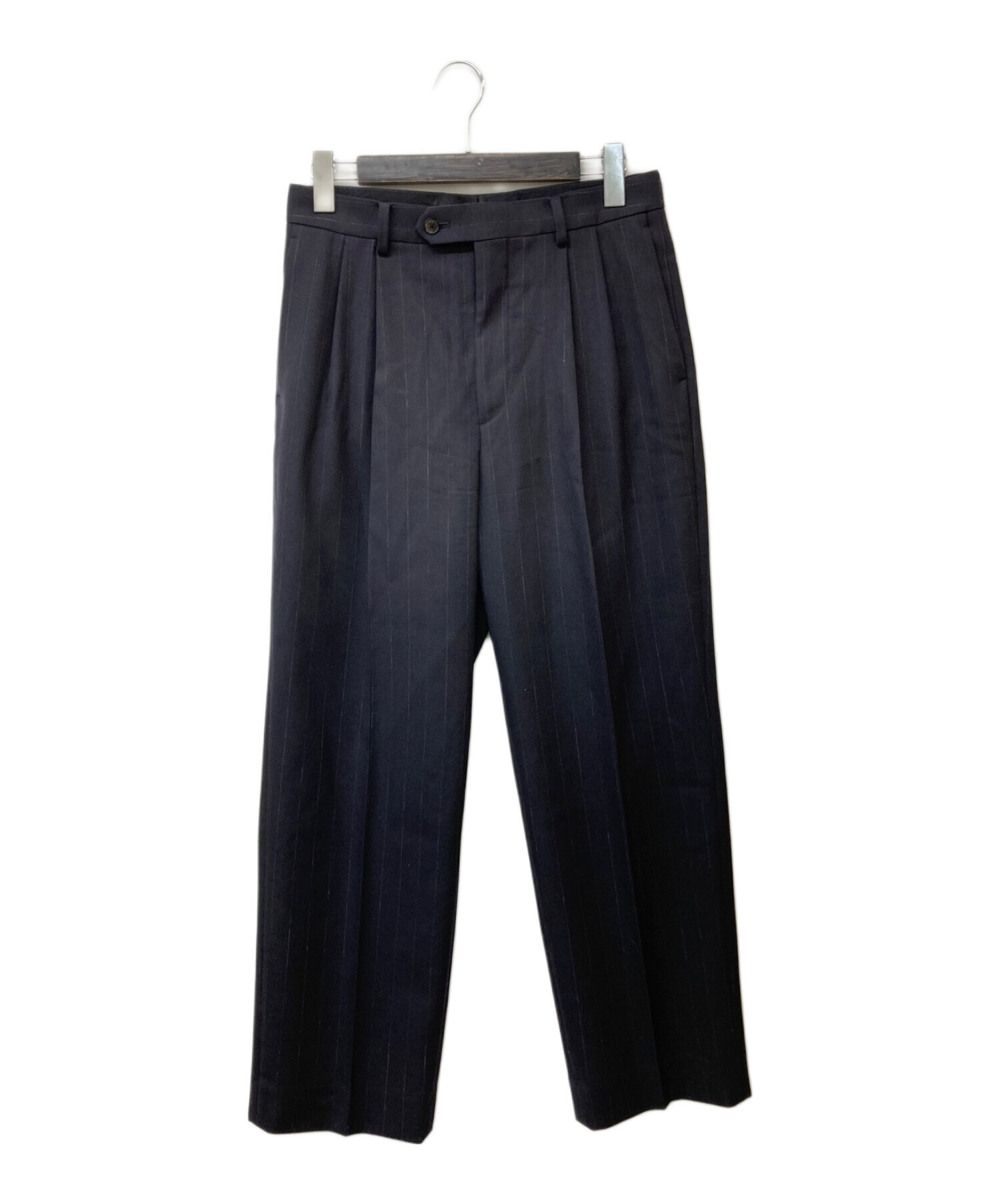 AURALEE (オーラリー) Hard Twist Wool Panama Stripe Slacks ネイビー サイズ:3