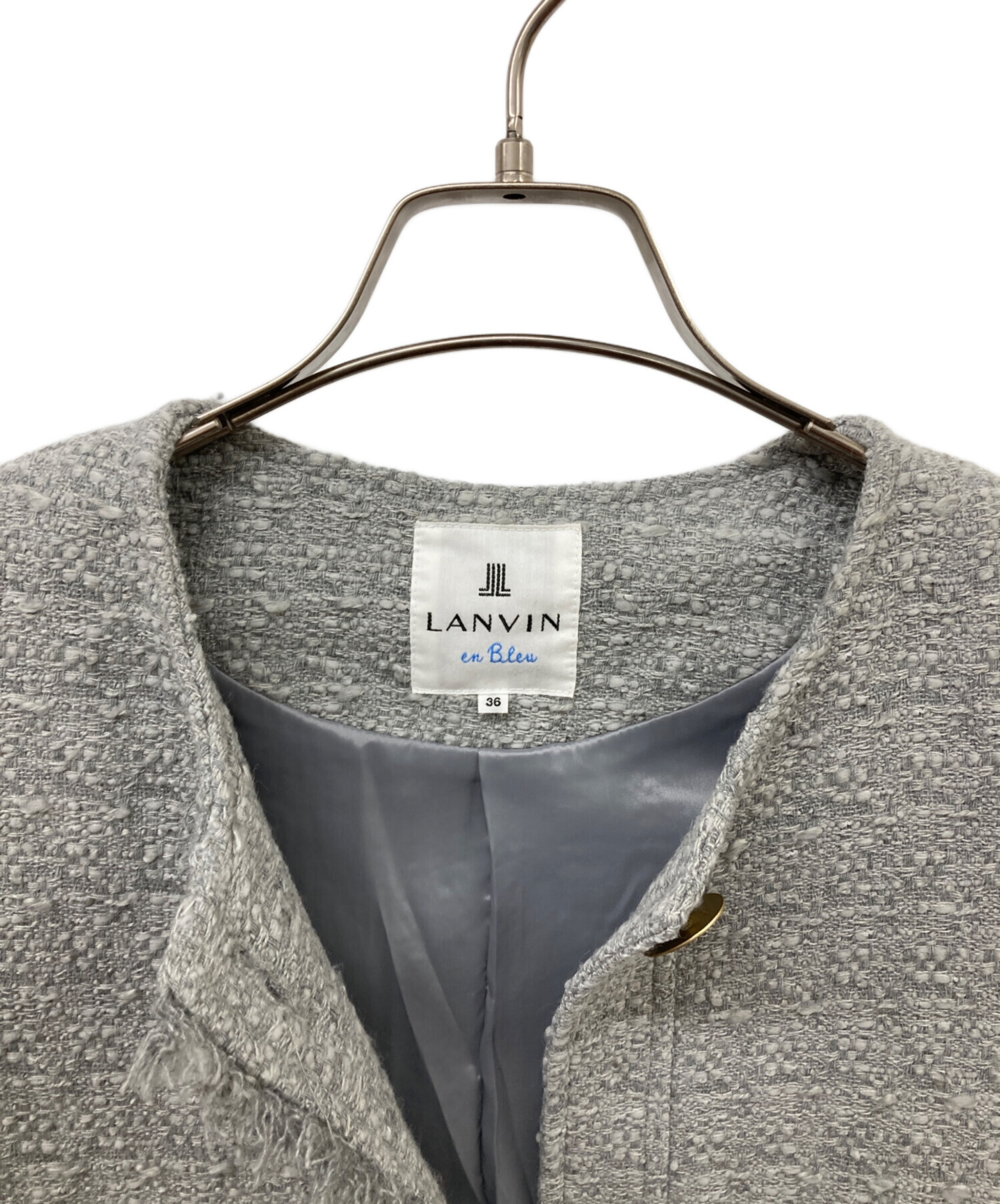 中古・古着通販】LANVIN en Bleu (ランバンオンブルー) ネップツイードノーカラージャケット グレー サイズ:36｜ブランド・古着通販  トレファク公式【TREFAC FASHION】スマホサイト