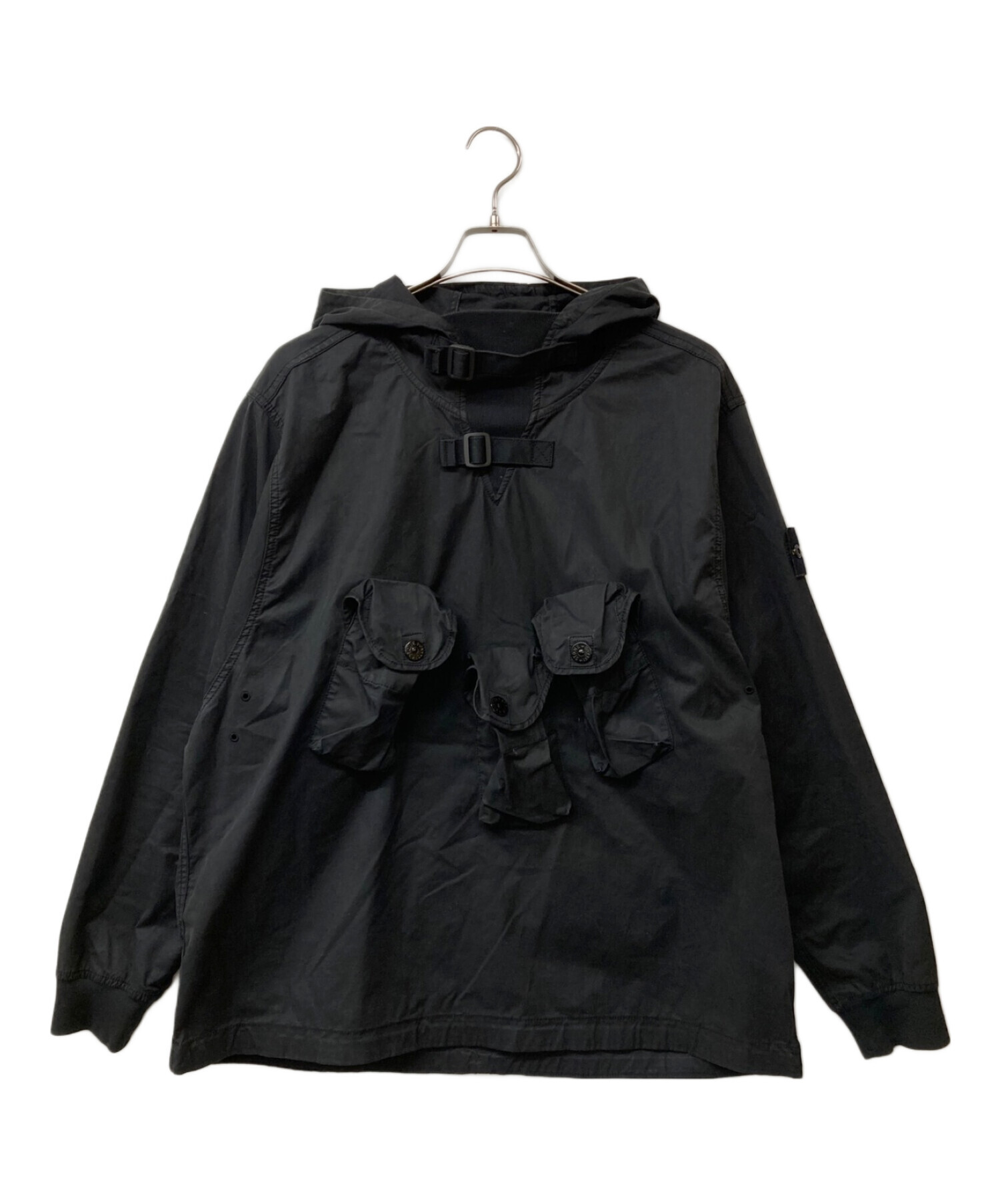 STONE ISLAND (ストーンアイランド) logo-patch hooded jacket ロゴパッチフードジャケット ブラック サイズ:L