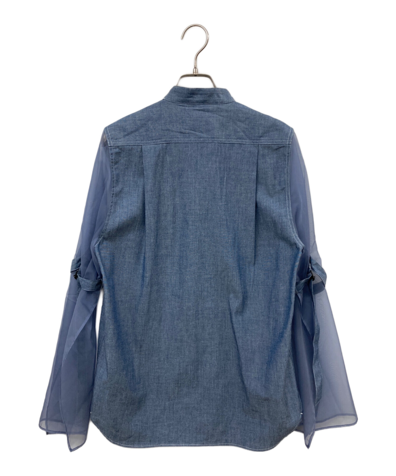 HYKE (ハイク) CHAMBRAY MILITARY SHIRT WITH SHEER SLEEVES ブルー サイズ:S