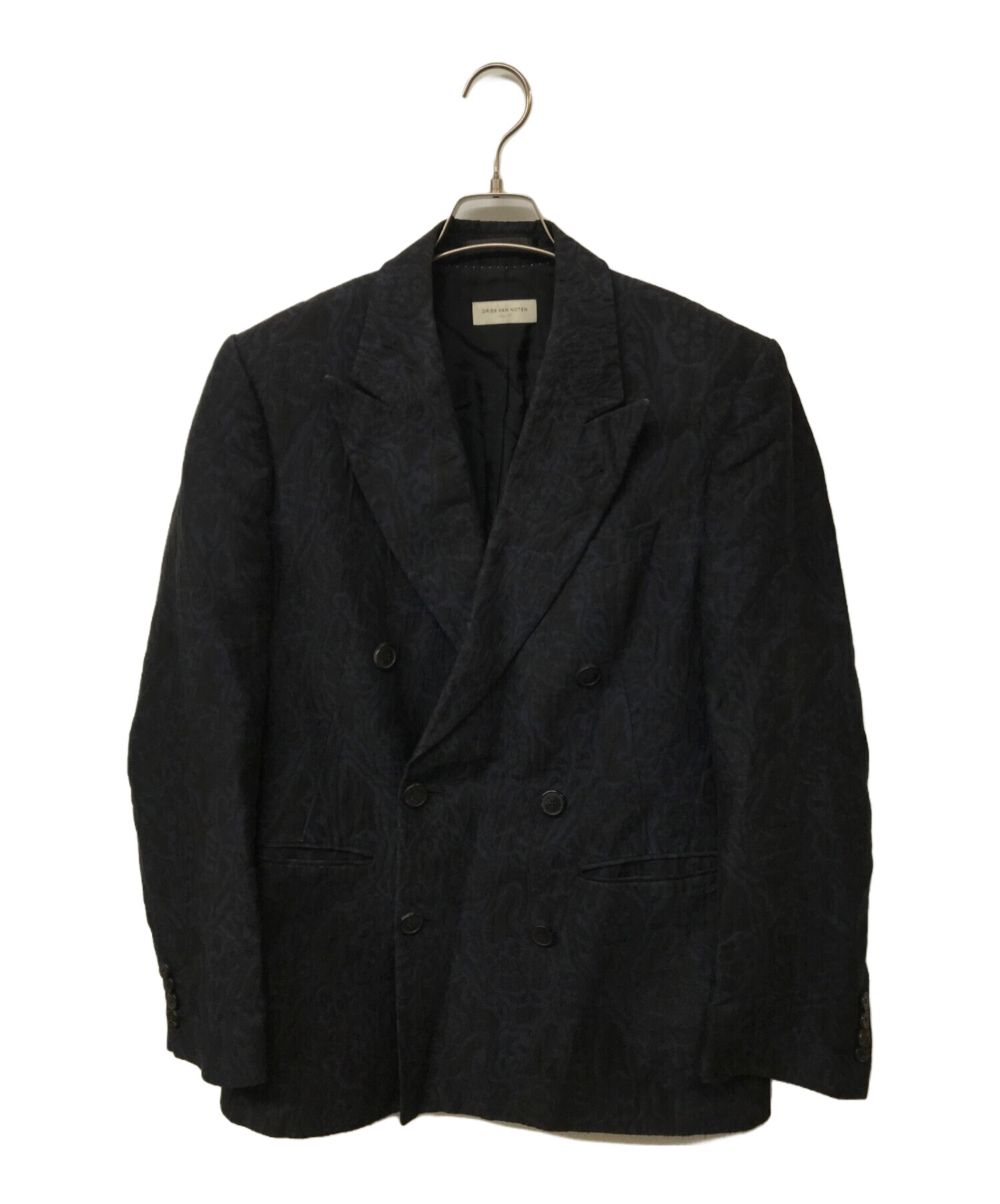 中古・古着通販】DRIES VAN NOTEN (ドリスヴァンノッテン) 総柄リネンコットンダブルジャケット ネイビー  サイズ:46｜ブランド・古着通販 トレファク公式【TREFAC FASHION】スマホサイト