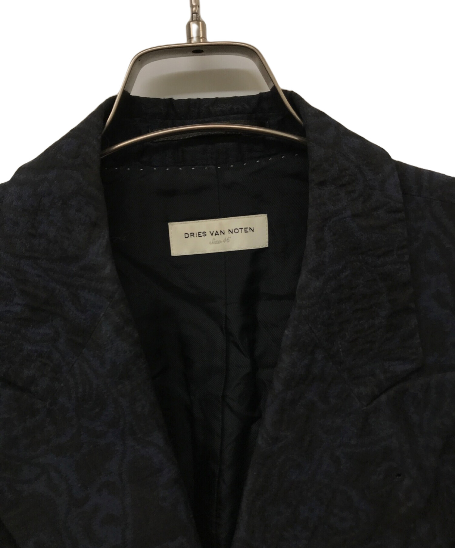 中古・古着通販】DRIES VAN NOTEN (ドリスヴァンノッテン) 総柄リネンコットンダブルジャケット ネイビー  サイズ:46｜ブランド・古着通販 トレファク公式【TREFAC FASHION】スマホサイト