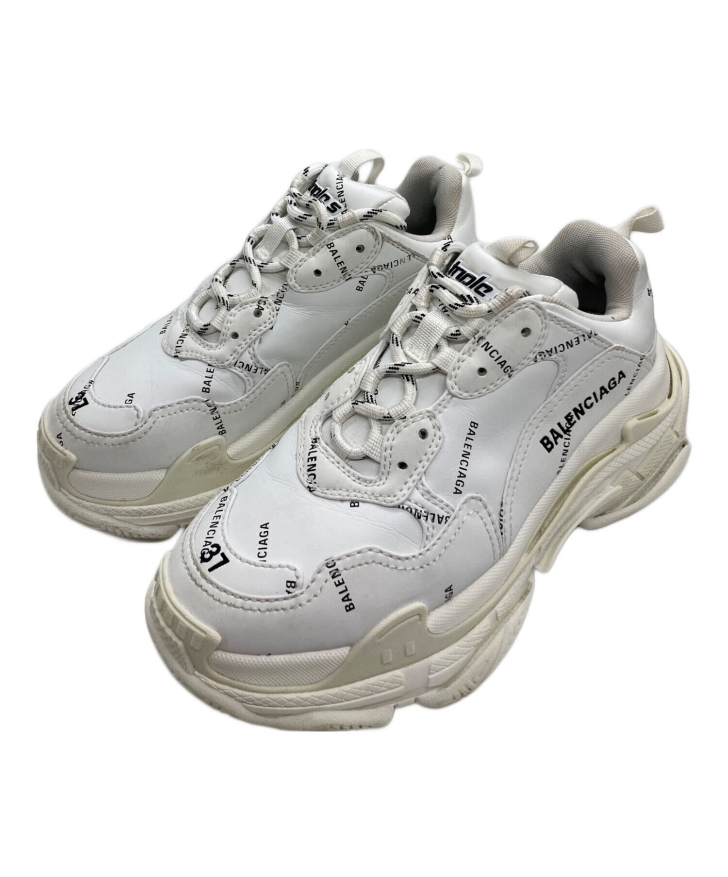 BALENCIAGA (バレンシアガ) TRIPLE S オールオーバーロゴスニーカー ホワイト サイズ:7