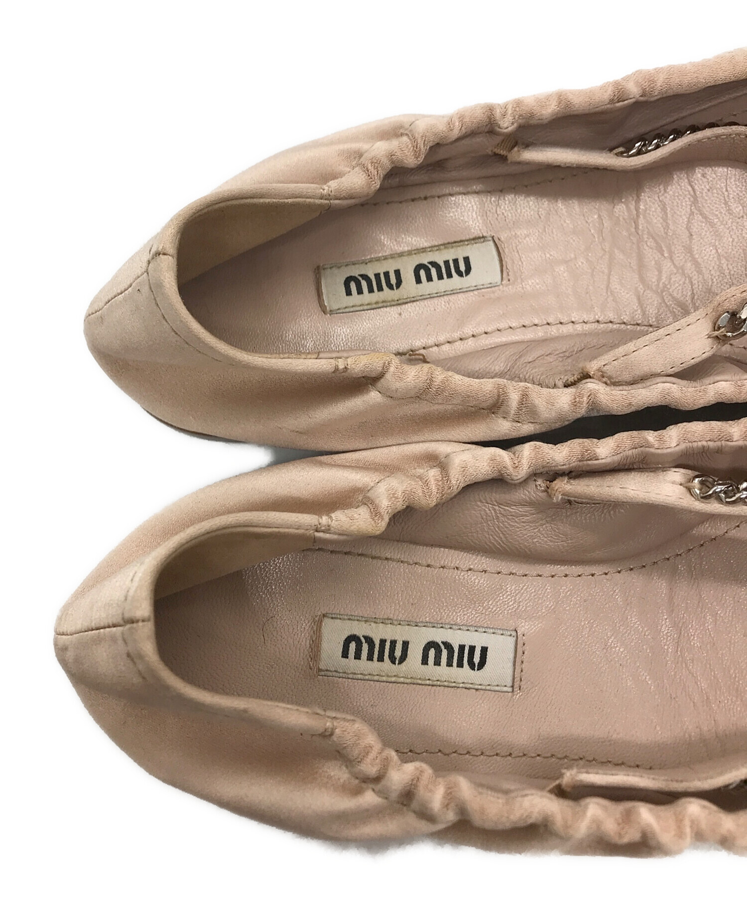 中古・古着通販】MIU MIU (ミュウミュウ) チェーンロゴ バレエシューズ ピンク サイズ:36 1/2｜ブランド・古着通販  トレファク公式【TREFAC FASHION】スマホサイト