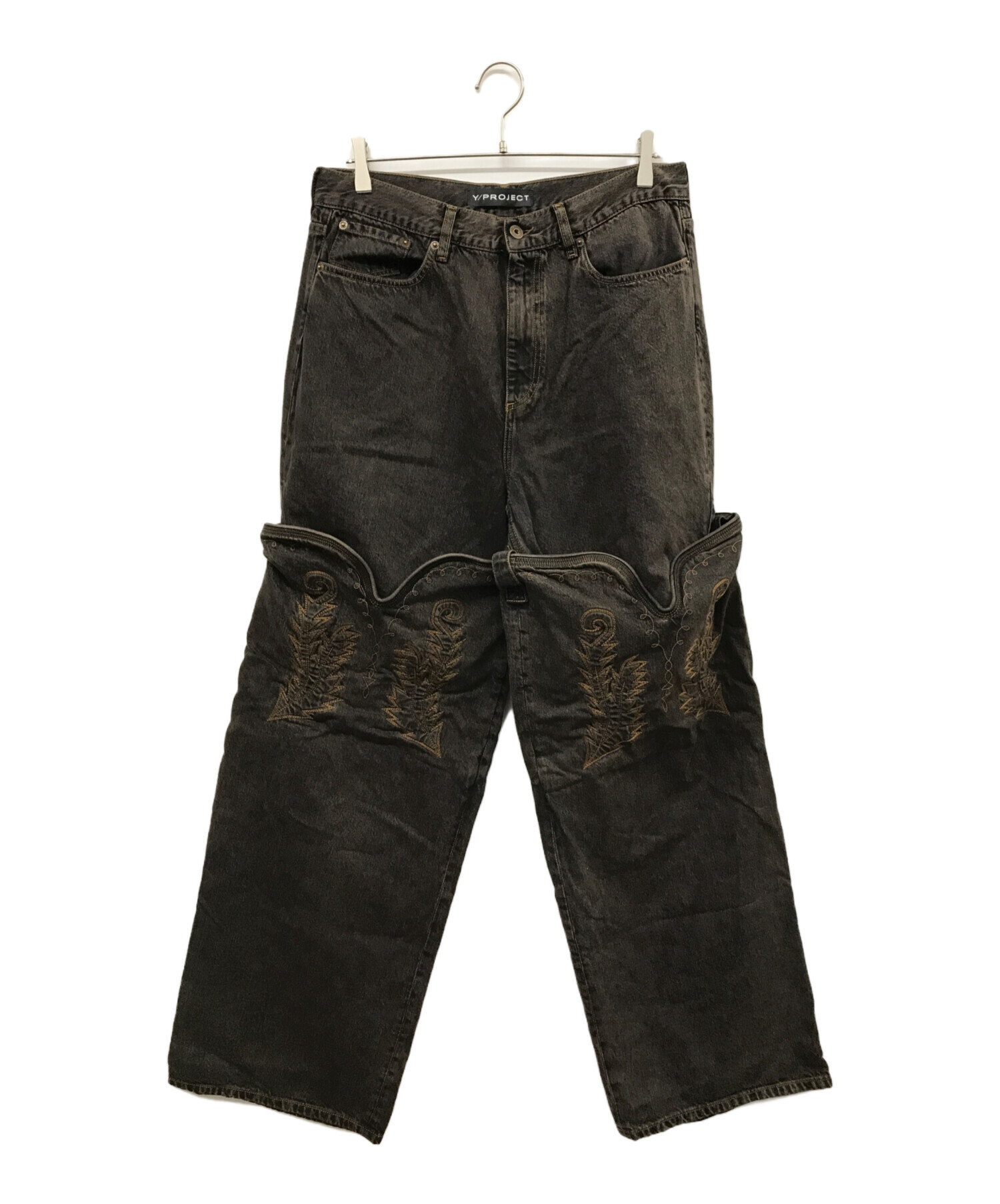 Y/PROJECT (ワイ プロジェクト) EVERGREEN MAXI COWBOY CUFF JEANS ブラック サイズ:W34.