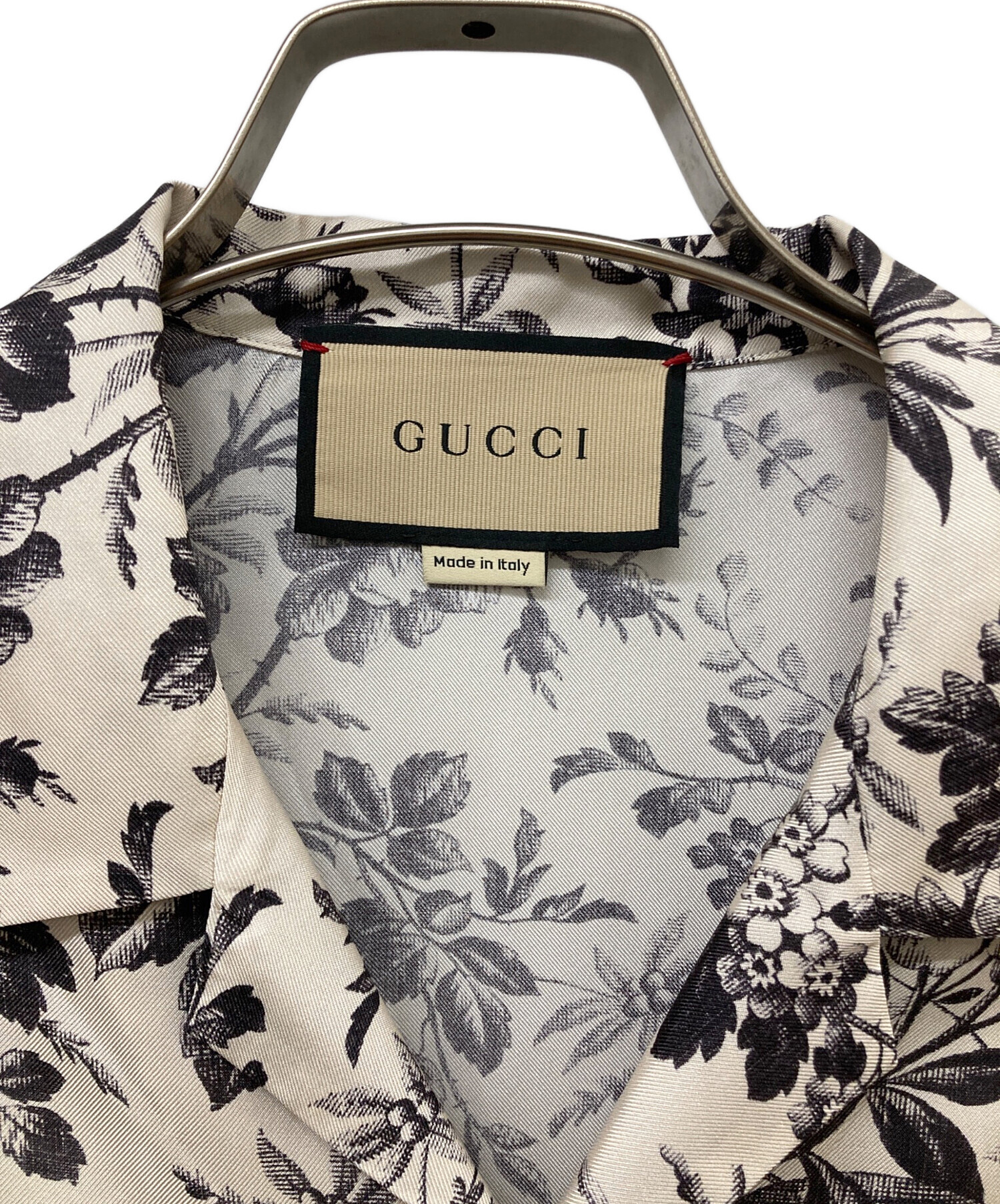 中古・古着通販】GUCCI (グッチ) ボタニカルボーリングシルクシャツ ベージュ×ブラック サイズ:44｜ブランド・古着通販  トレファク公式【TREFAC FASHION】スマホサイト