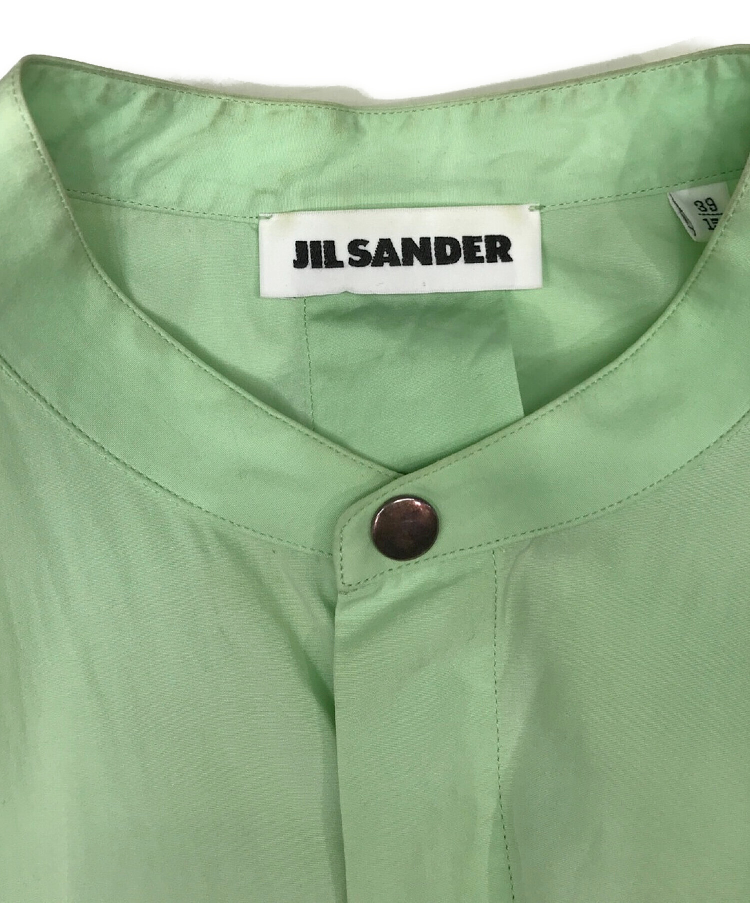 JIL SANDER (ジルサンダー) バンドカラーロングシャツ グリーン サイズ:39