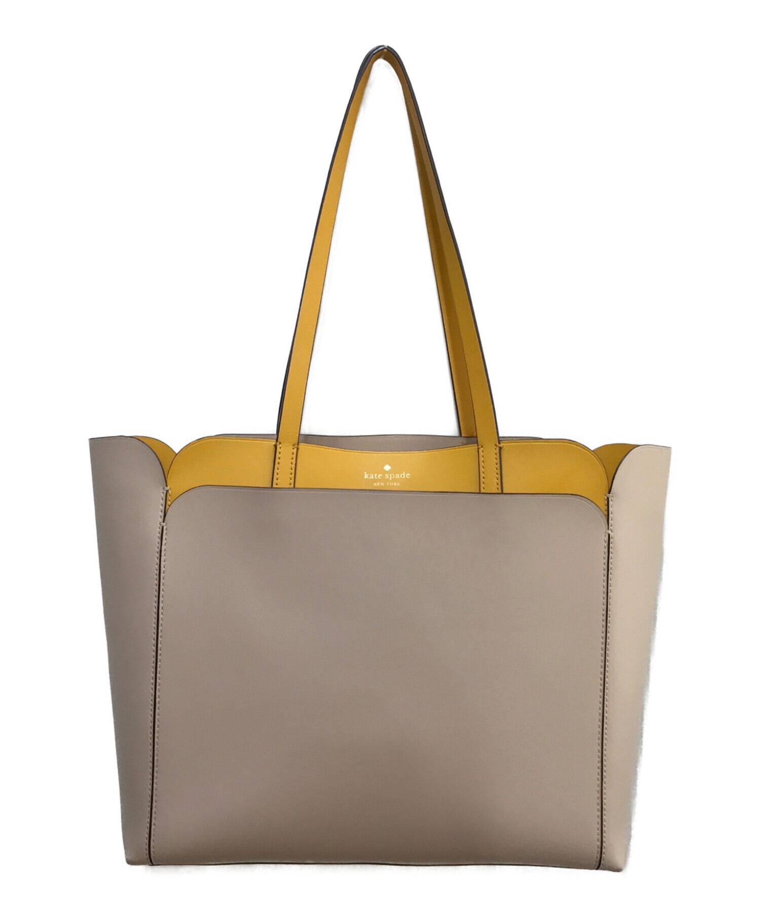 Kate Spade (ケイトスペード) MAGNOLIA STREET MEDIUM DOUBLE POCKET TOTE ベージュ×イエロー