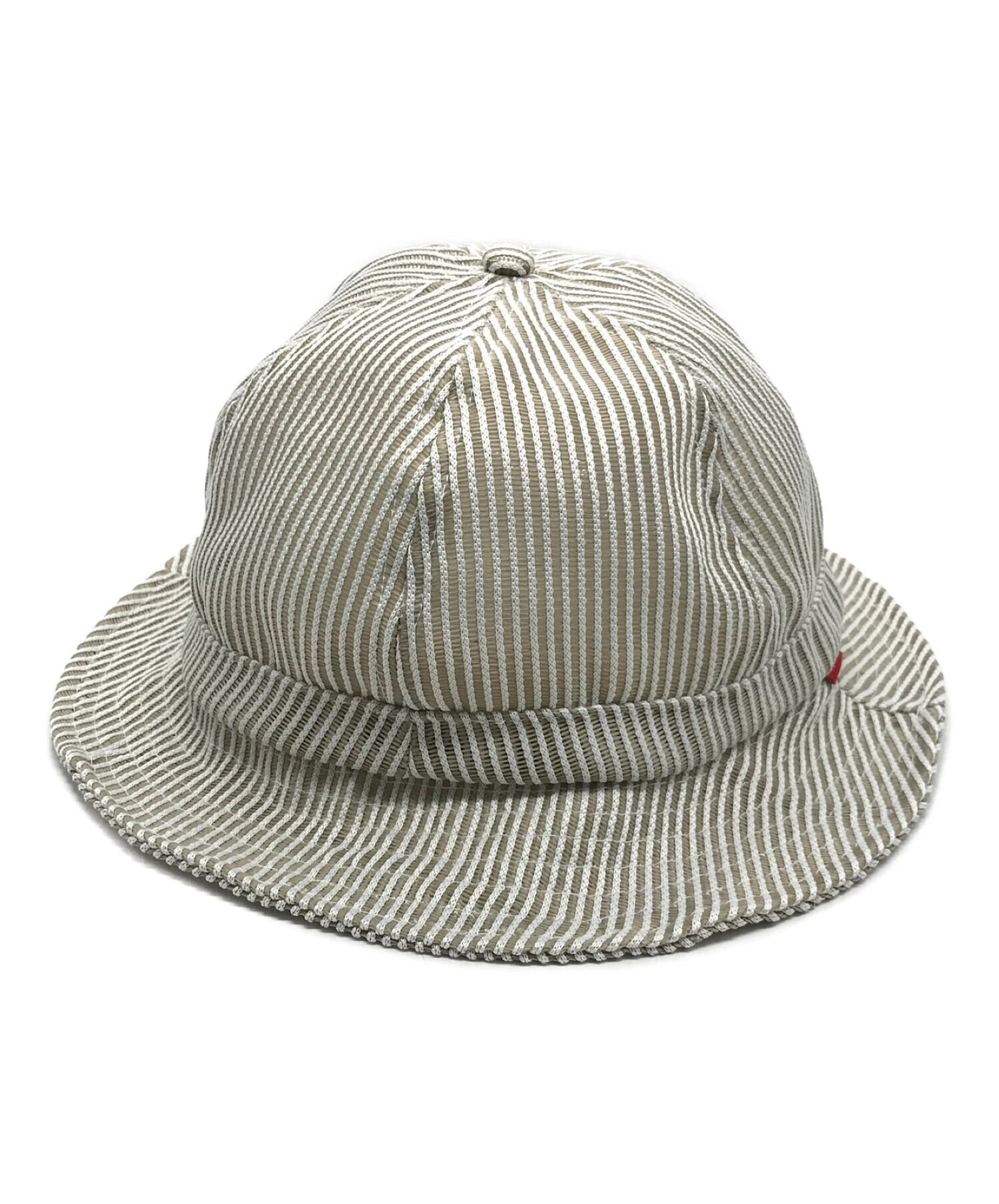 SUPREME (シュプリーム) 22SS Stripe Mesh Bell Hat グレージュ×ホワイト サイズ:MEDIUM/LARGE