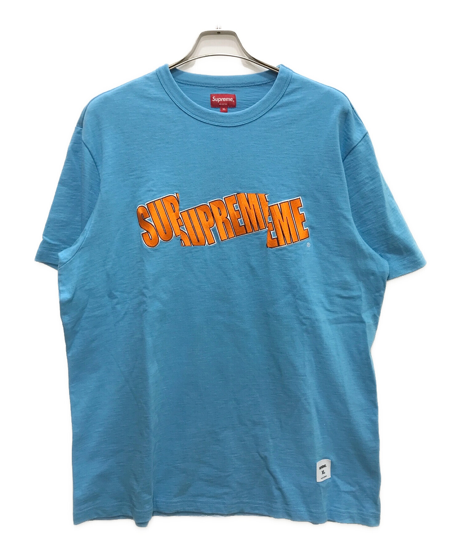 SUPREME (シュプリーム) CUT LOGO S/S TOP T-SHIRT ブルー サイズ:XL