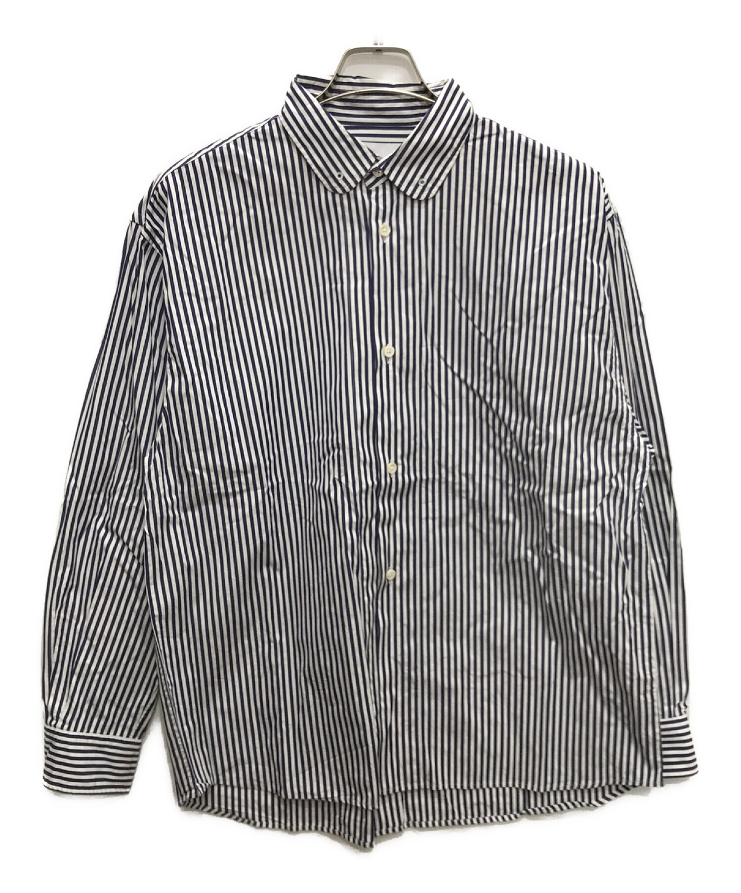 SO SHOP&HOSTEL (ソウ ショップアンドホテル) ORIGINAL ROUND COLLAR SHIRT ネイビー×ホワイト サイズ:L