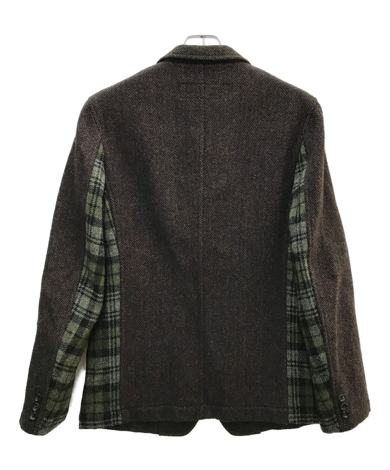 COMME des GARCONS HOMME × Harris Tweed (コムデギャルソン オム × ハリスツイード) 切替テーラードジャケット  ブラウン サイズ:L