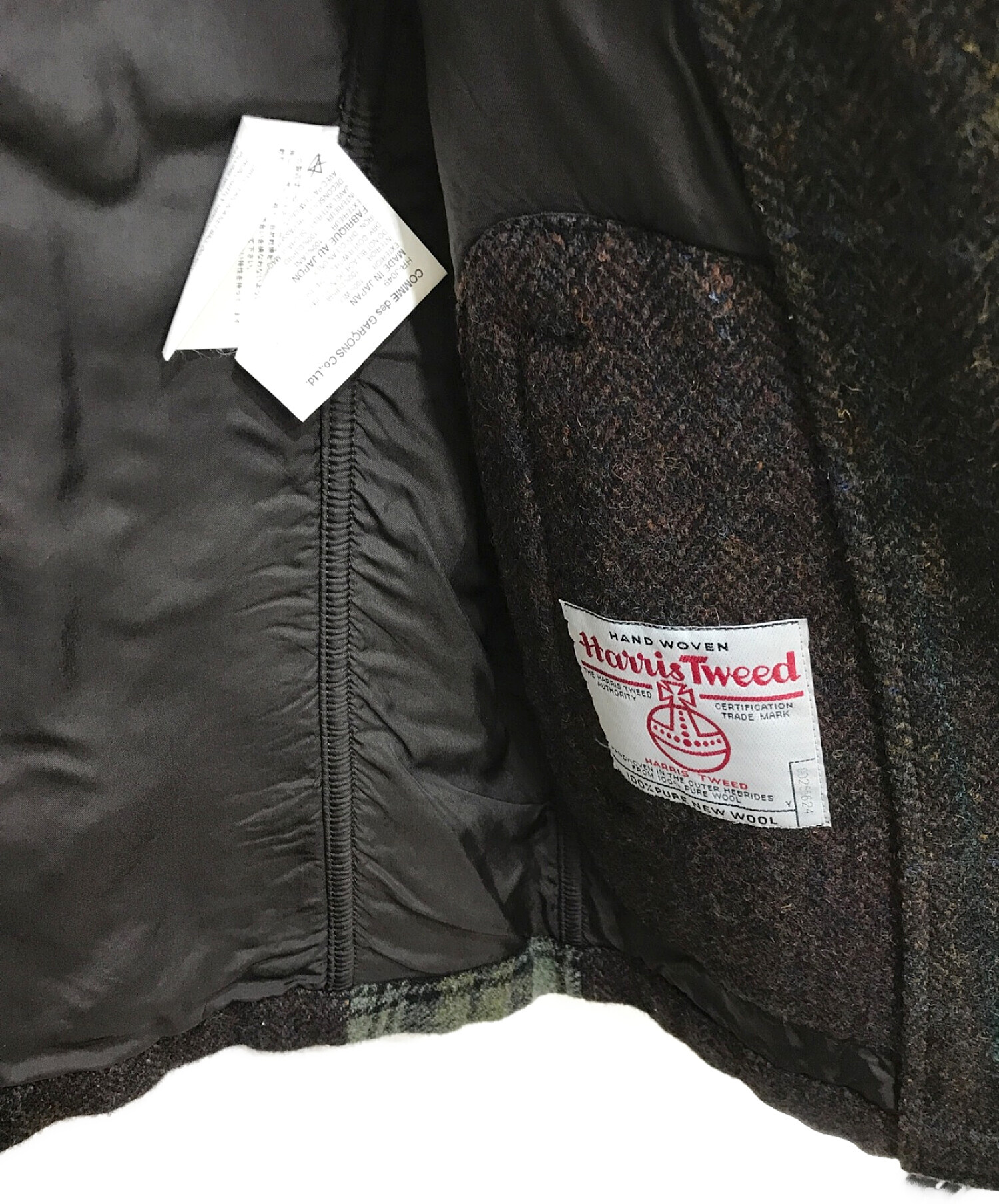 COMME des GARCONS HOMME × Harris Tweed (コムデギャルソン オム × ハリスツイード) 切替テーラードジャケット  ブラウン サイズ:L