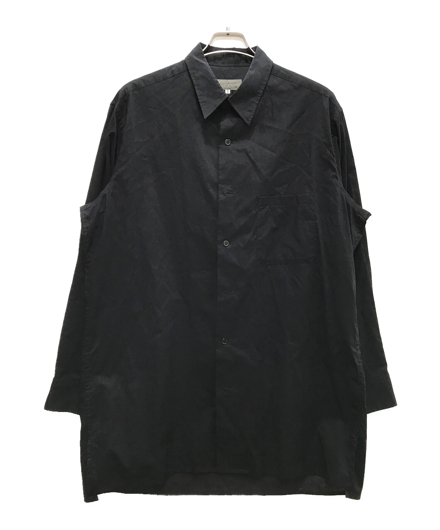 Yohji Yamamoto pour homme (ヨウジヤマモト プールオム) Cotton Loan ビッグシャツ ブラック サイズ:３
