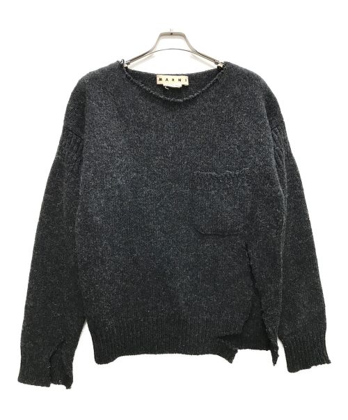 【中古・古着通販】MARNI (マルニ) ダメージ加工ニット グレー