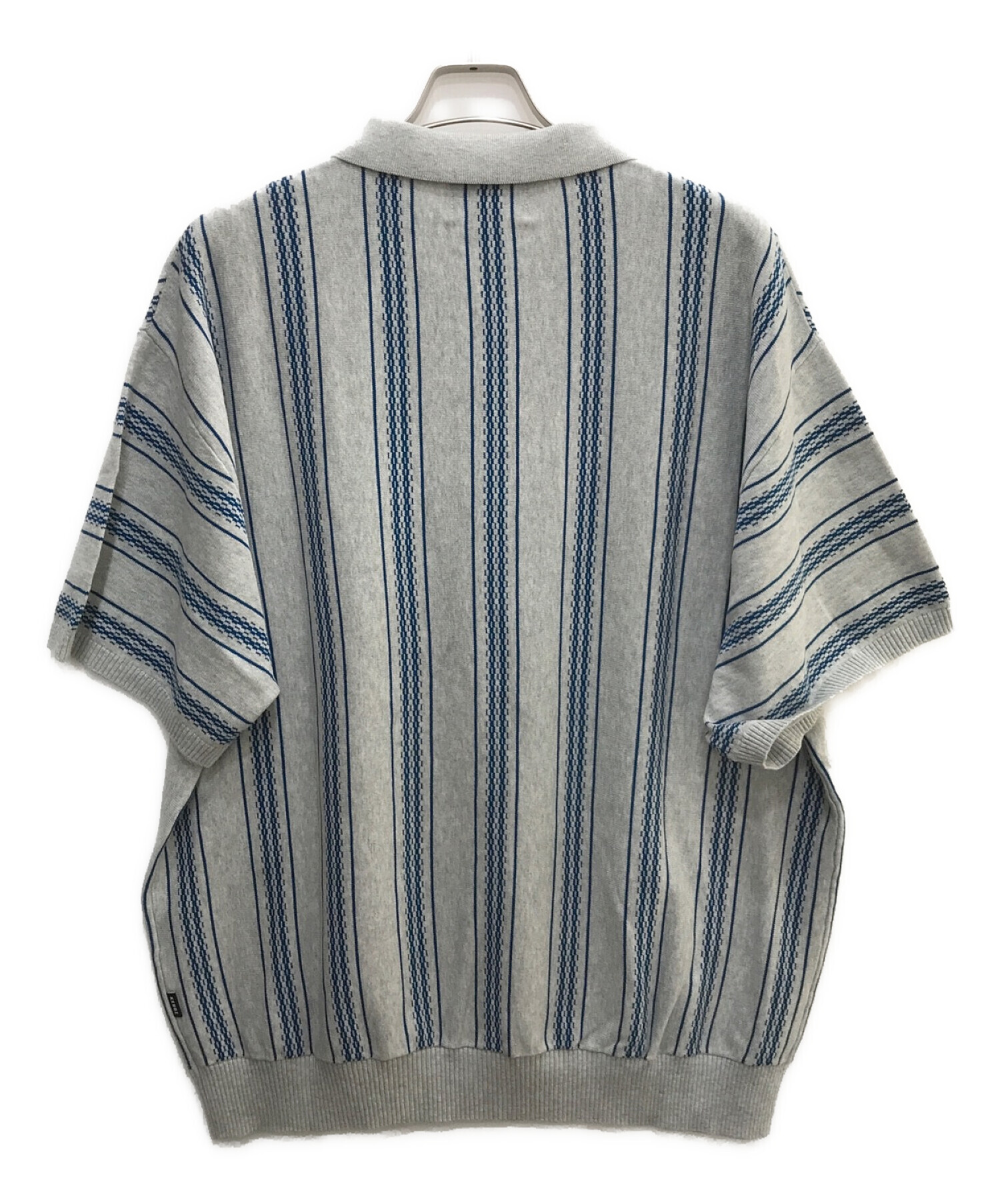 KEBOZ (ケボズ) JACQUARD STRIPE KNIT POLO グレー サイズ:L